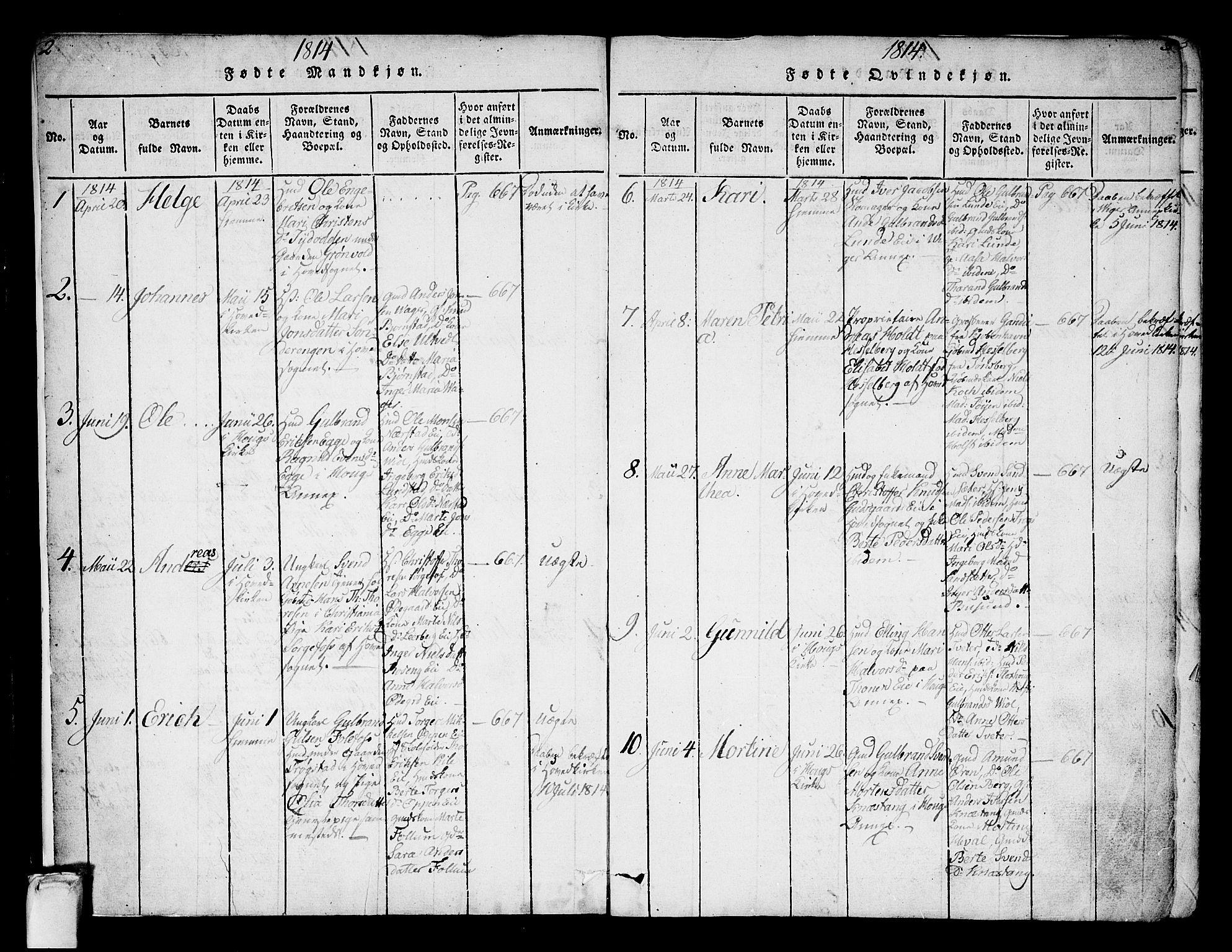 Norderhov kirkebøker, SAKO/A-237/F/Fa/L0008: Parish register (official) no. 8, 1814-1833, p. 2-3