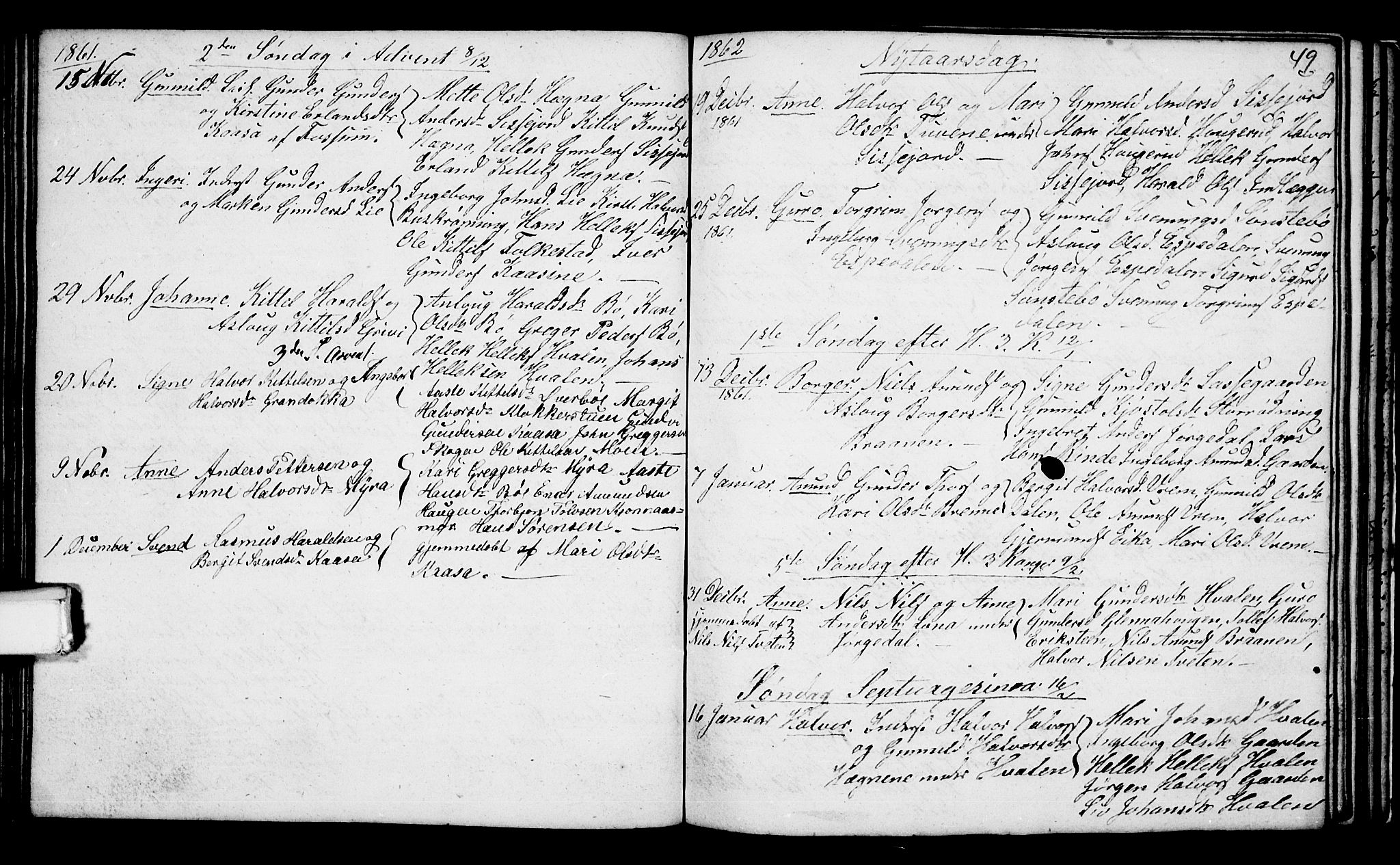 Bø kirkebøker, SAKO/A-257/G/Ga/L0002: Parish register (copy) no. 2, 1853-1866, p. 49