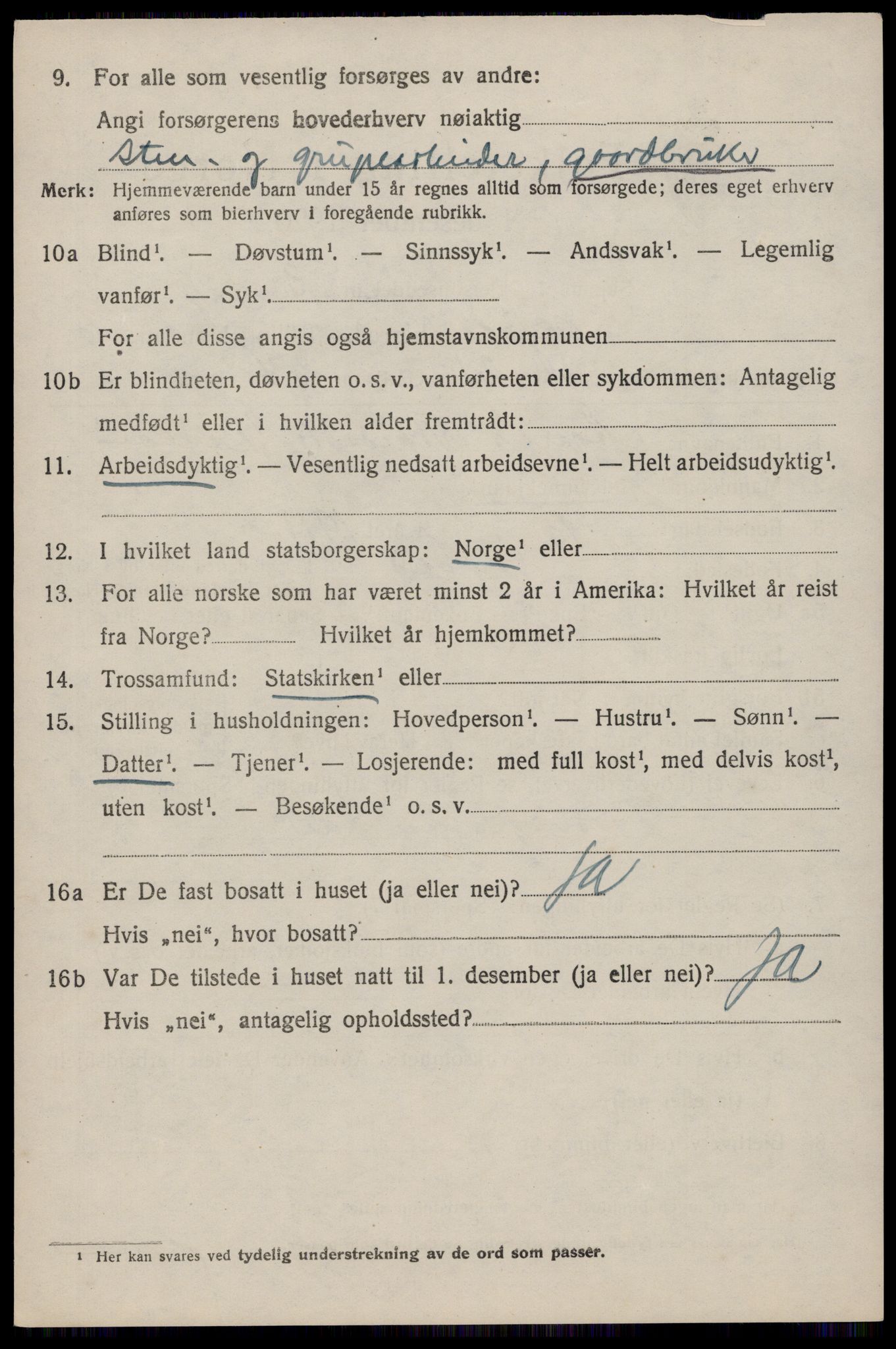 SAST, 1920 census for Skjold, 1920, p. 3353