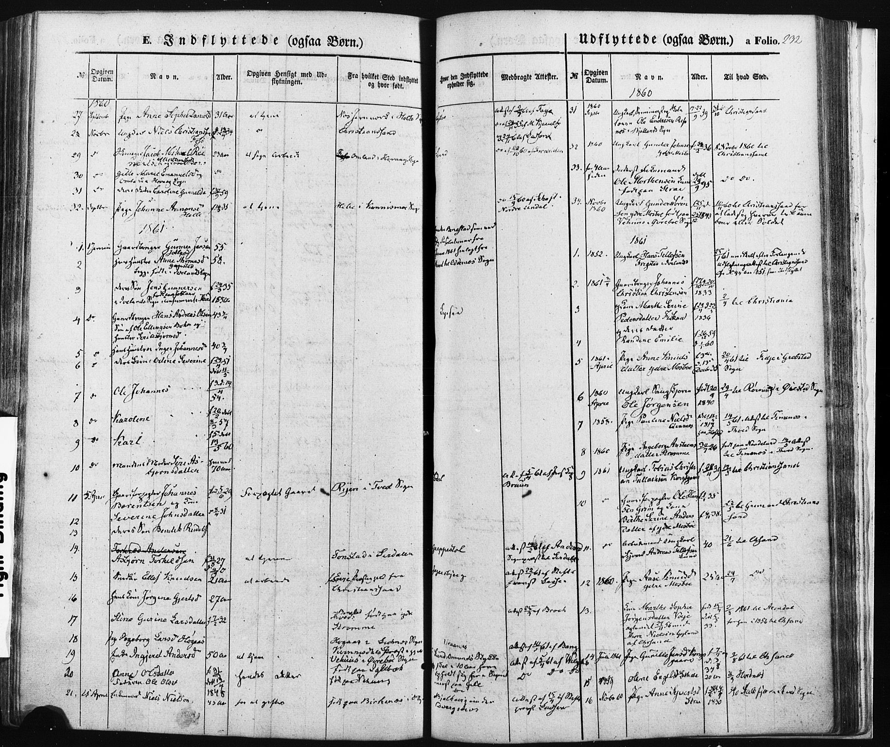 Oddernes sokneprestkontor, SAK/1111-0033/F/Fa/Faa/L0007: Parish register (official) no. A 7, 1851-1863, p. 232