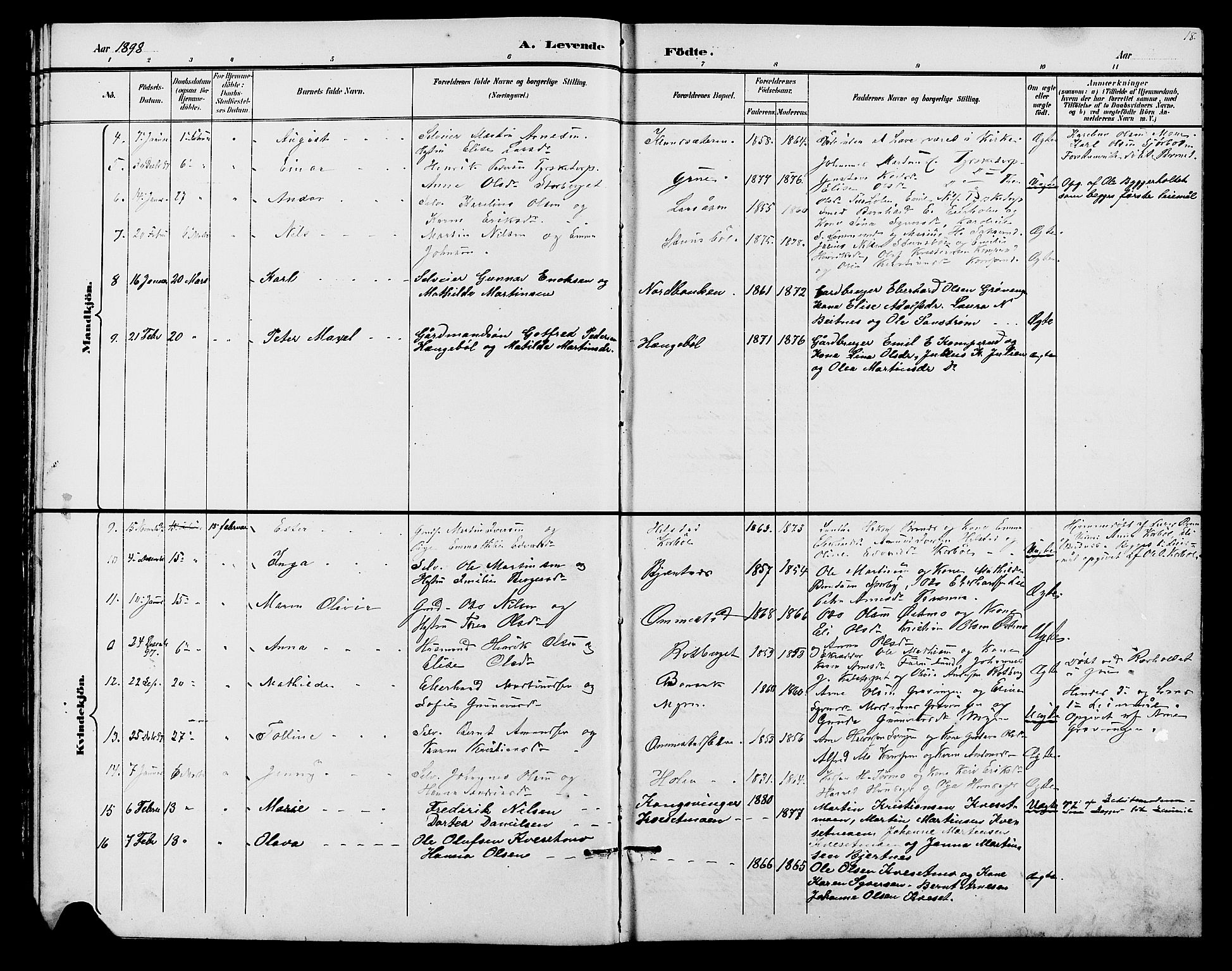 Hof prestekontor, AV/SAH-PREST-038/H/Ha/Hab/L0001: Parish register (copy) no. 1, 1895-1914, p. 18