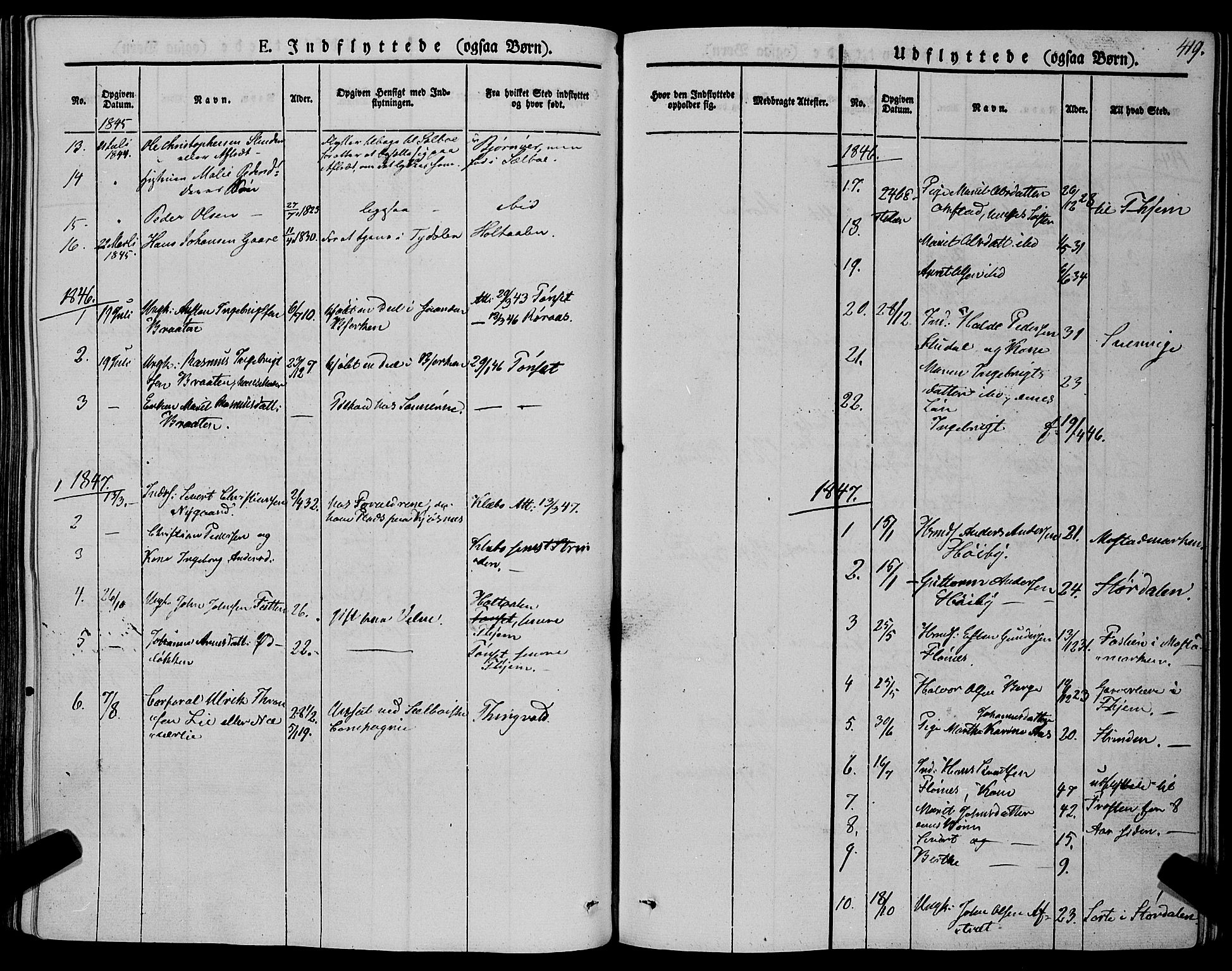 Ministerialprotokoller, klokkerbøker og fødselsregistre - Sør-Trøndelag, SAT/A-1456/695/L1145: Parish register (official) no. 695A06 /1, 1843-1859, p. 419