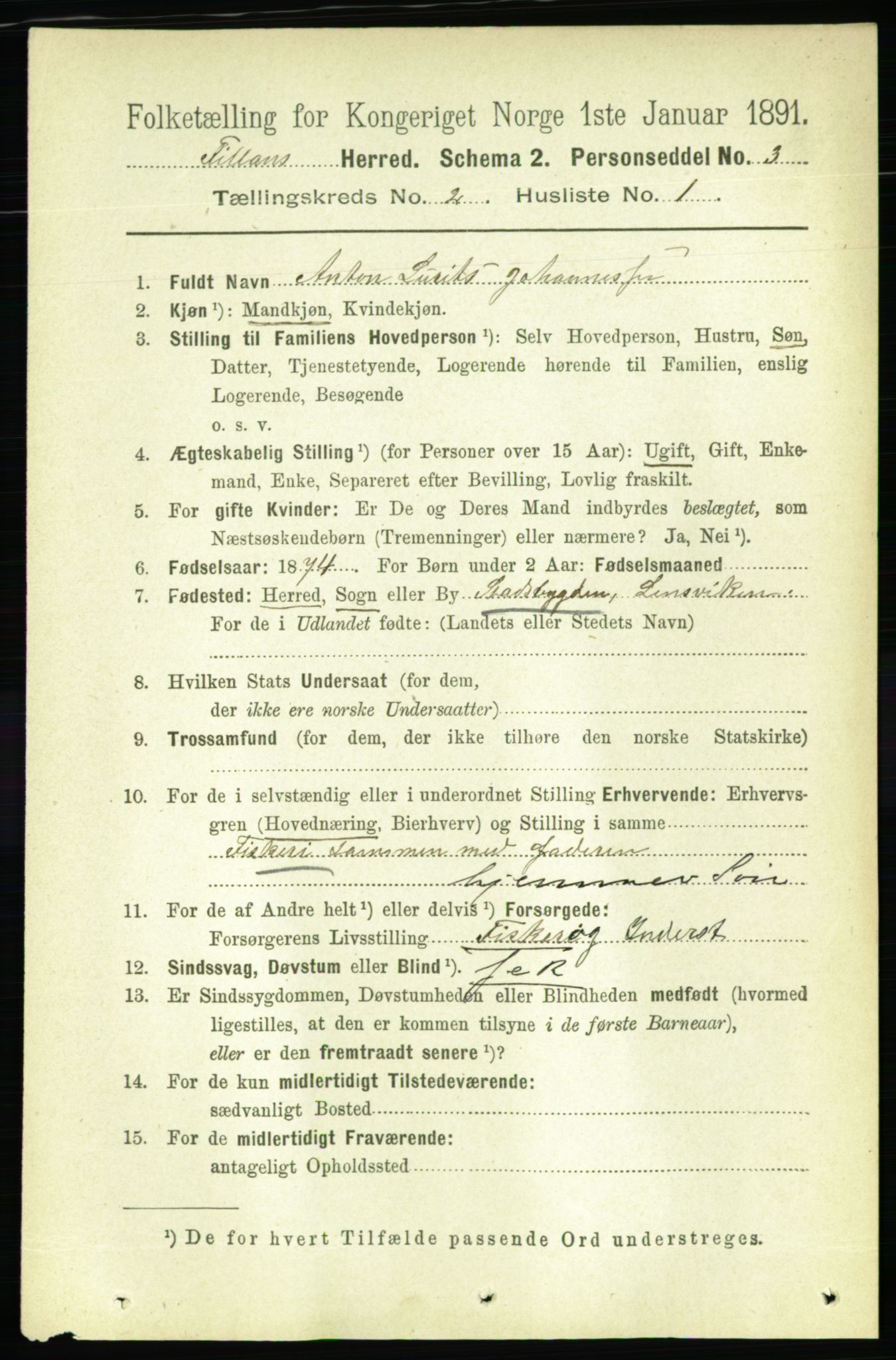 RA, 1891 census for 1616 Fillan, 1891, p. 227