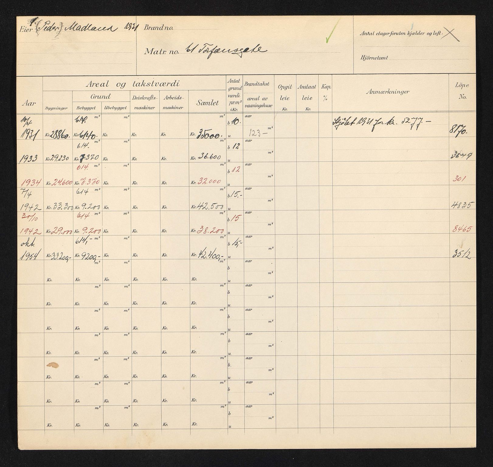 Stavanger kommune. Skattetakstvesenet, BYST/A-0440/F/Fa/Faa/L0043/0005: Skattetakstkort / Torfæus gate 52 - Torget - Torggata - Torgveien 28