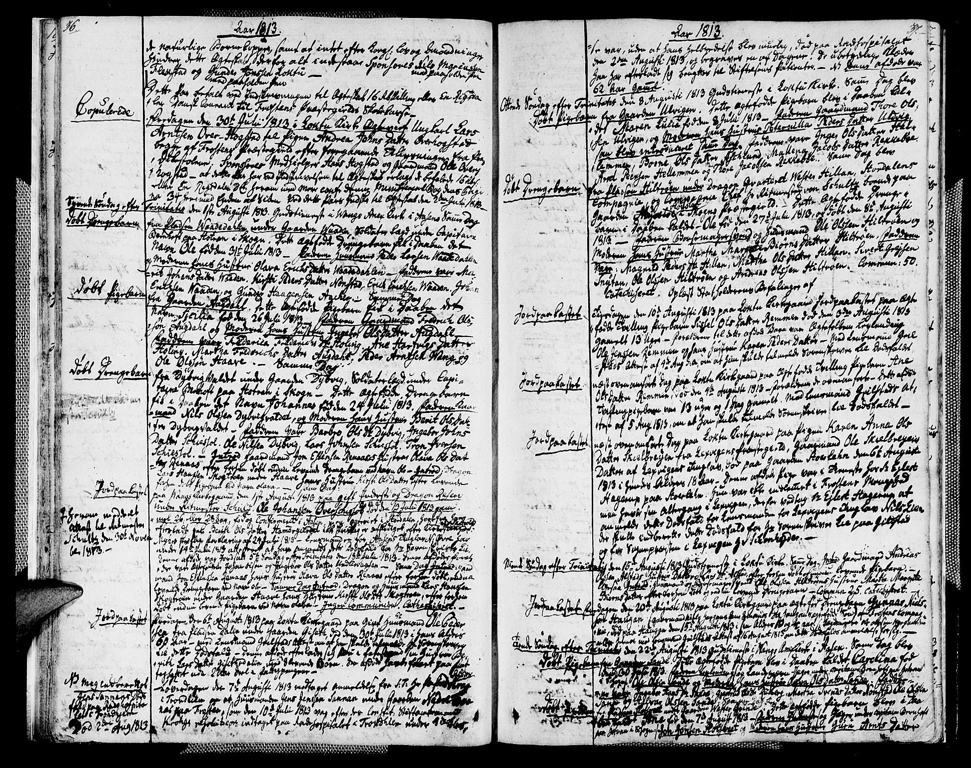 Ministerialprotokoller, klokkerbøker og fødselsregistre - Nord-Trøndelag, SAT/A-1458/713/L0111: Parish register (official) no. 713A03, 1812-1816, p. 36-37