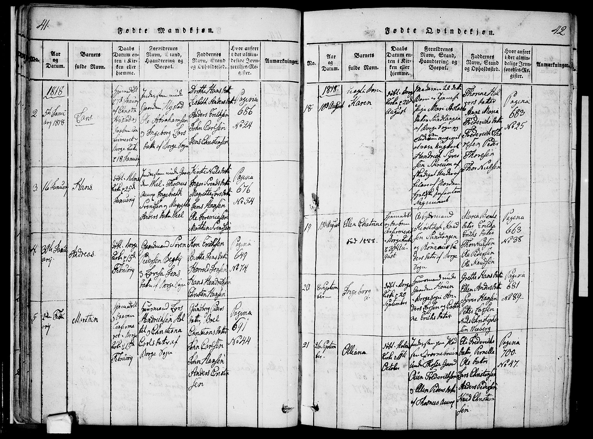 Borge prestekontor Kirkebøker, AV/SAO-A-10903/F/Fa/L0003: Parish register (official) no. I 3, 1815-1836, p. 41-42