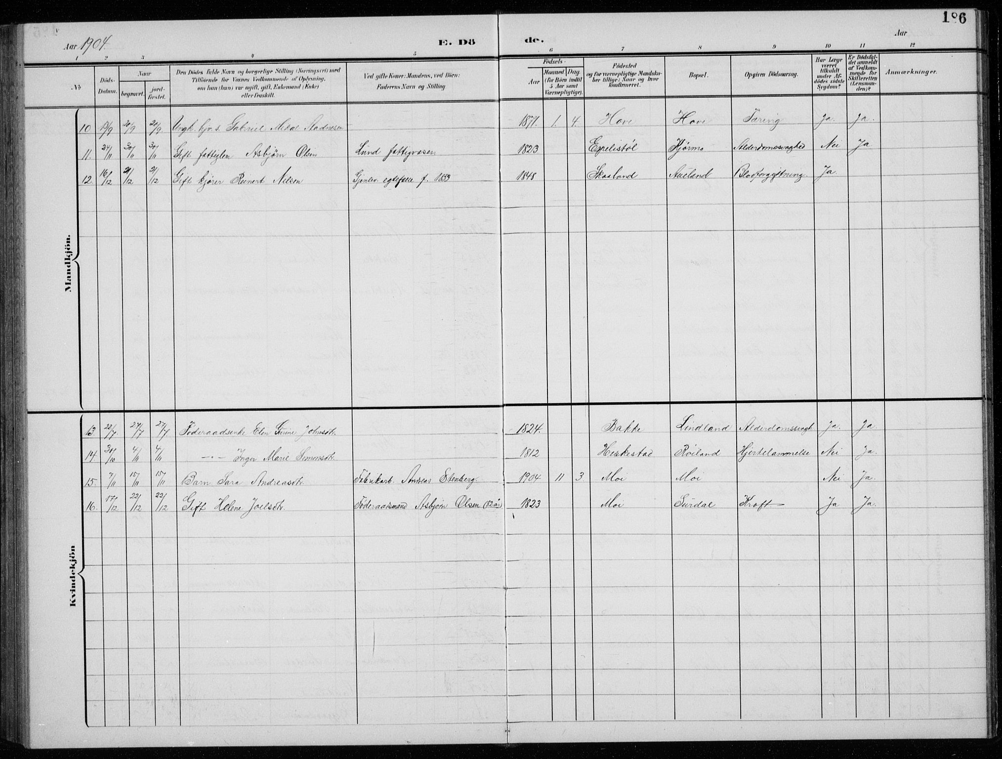 Lund sokneprestkontor, SAST/A-101809/S07/L0008: Parish register (copy) no. B 8, 1902-1936, p. 186