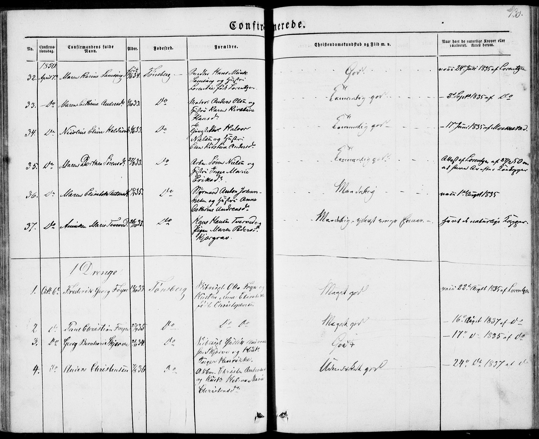 Tønsberg kirkebøker, AV/SAKO-A-330/F/Fa/L0007: Parish register (official) no. I 7, 1845-1854, p. 130