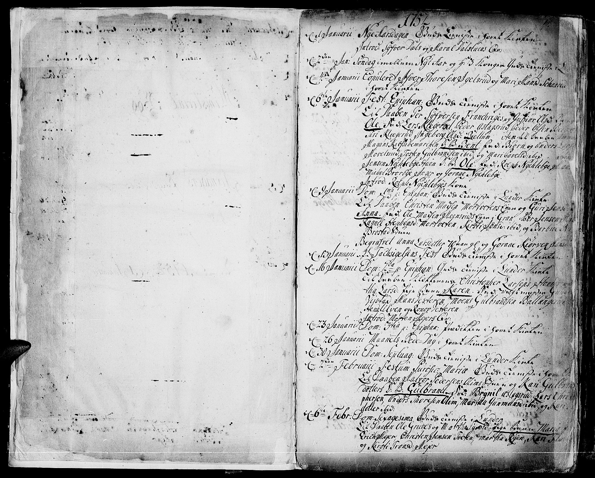 Jevnaker prestekontor, SAH/PREST-116/H/Ha/Haa/L0003: Parish register (official) no. 3, 1752-1799, p. 0-1