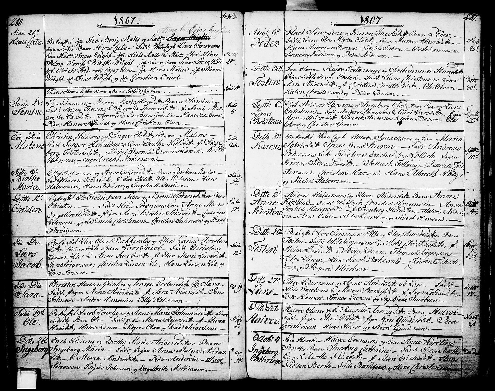 Porsgrunn kirkebøker , SAKO/A-104/F/Fa/L0002: Parish register (official) no. 2, 1764-1814, p. 280-281