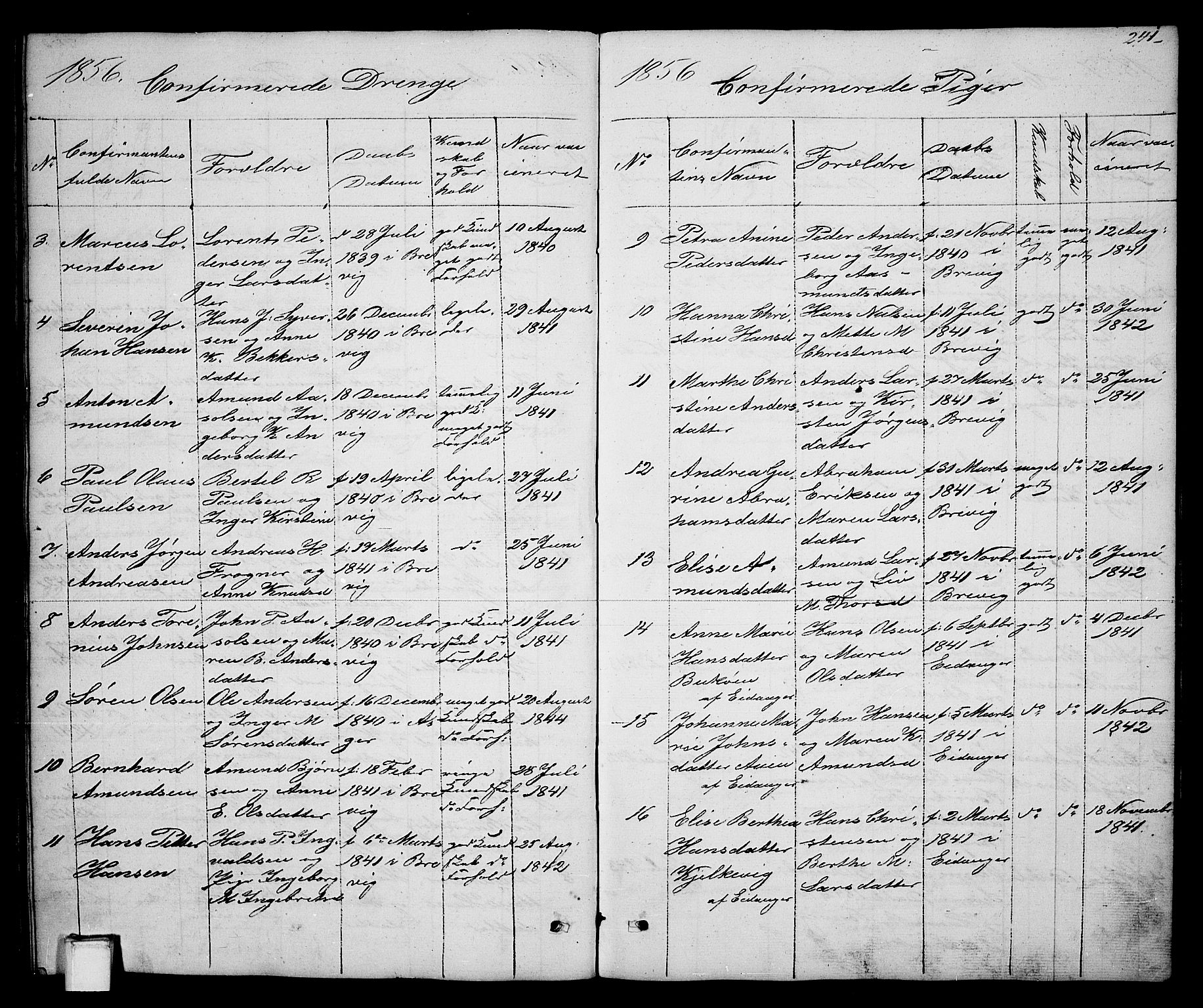 Brevik kirkebøker, SAKO/A-255/G/Ga/L0002: Parish register (copy) no. 2, 1846-1865, p. 241