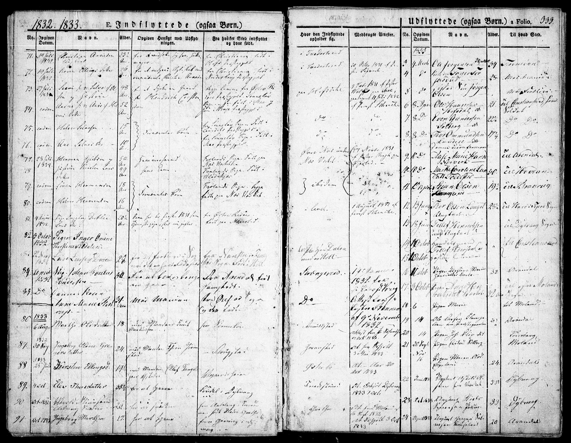 Holt sokneprestkontor, AV/SAK-1111-0021/F/Fa/L0006: Parish register (official) no. A 6, 1820-1835, p. 333