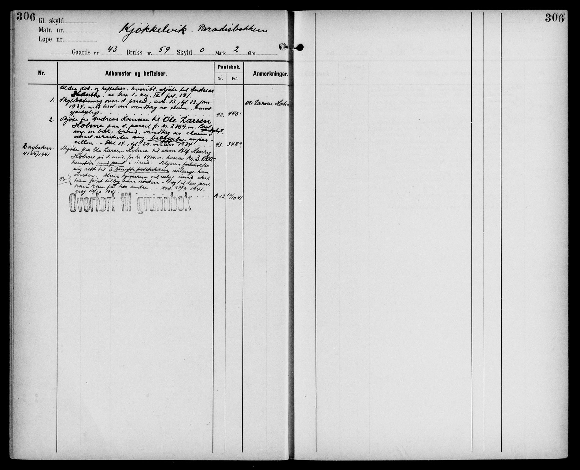 Midhordland sorenskriveri, AV/SAB-A-3001/1/G/Ga/Gab/L0109: Mortgage register no. II.A.b.109, p. 306