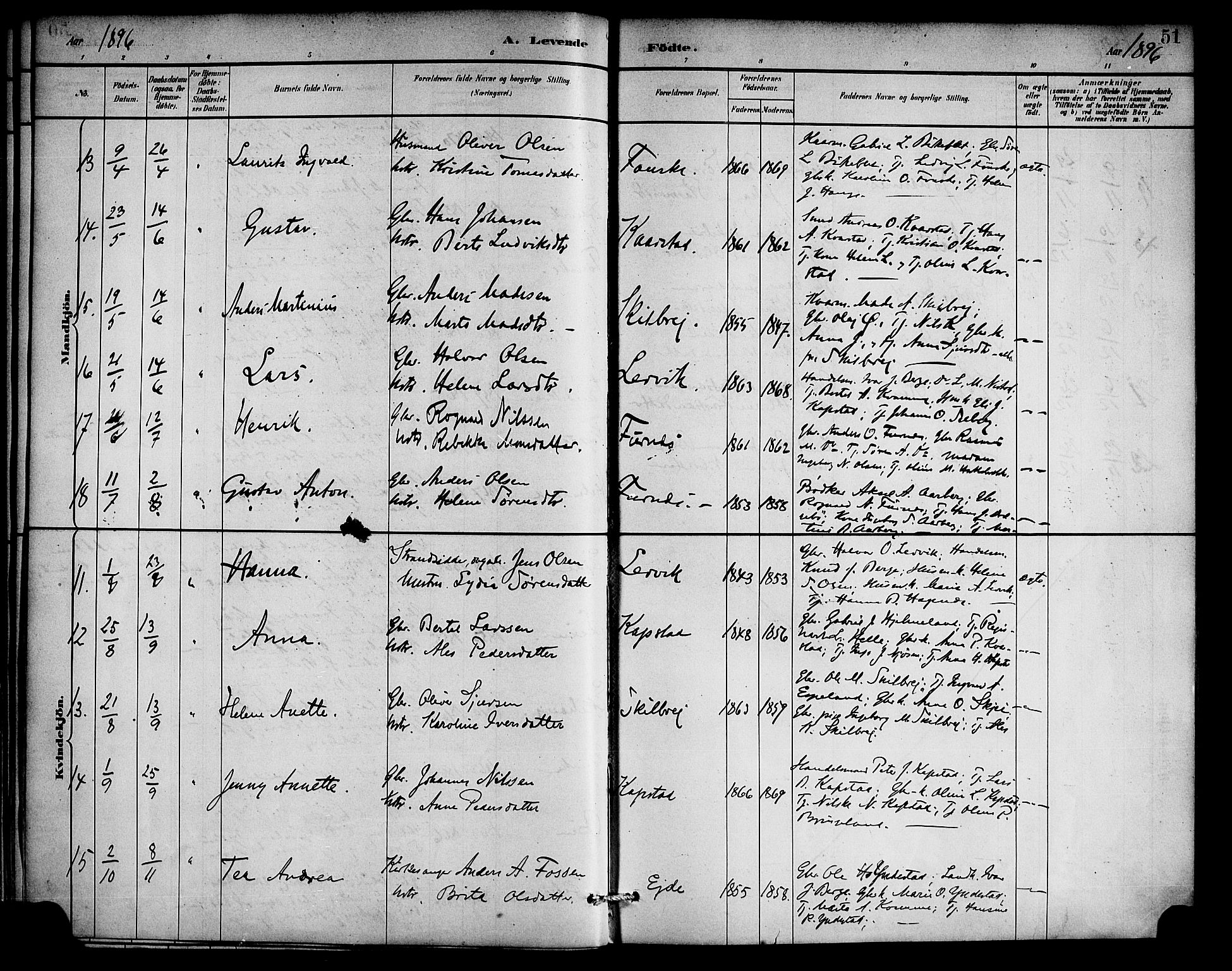 Gaular sokneprestembete, AV/SAB-A-80001/H/Haa: Parish register (official) no. C 1, 1882-1897, p. 51