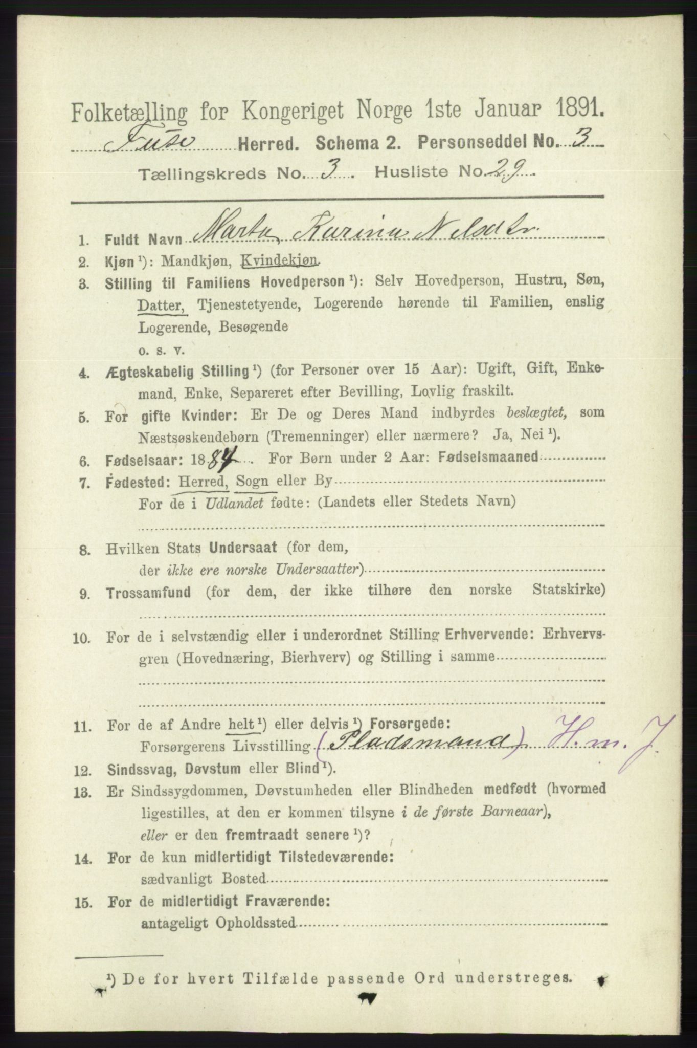 RA, 1891 census for 1241 Fusa, 1891, p. 673