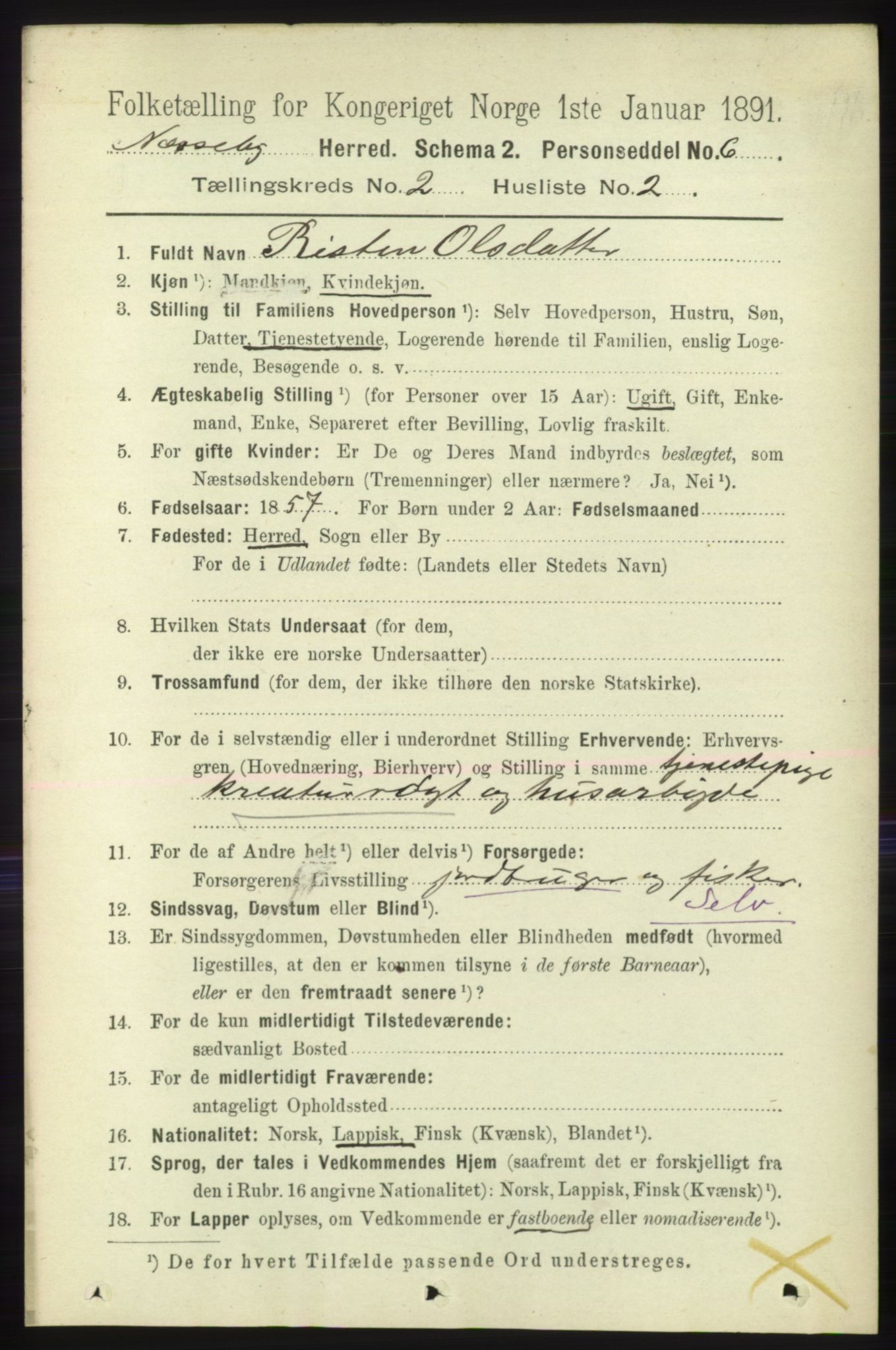 RA, 1891 census for 2027 Nesseby, 1891, p. 648