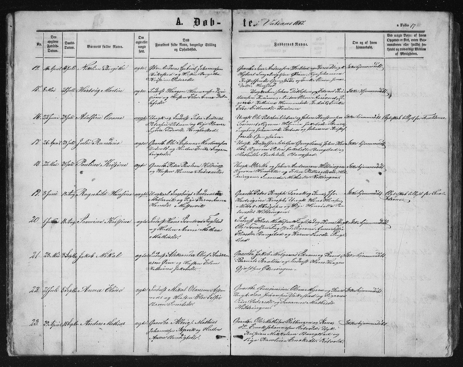 Ministerialprotokoller, klokkerbøker og fødselsregistre - Nordland, AV/SAT-A-1459/810/L0158: Parish register (copy) no. 810C02 /1, 1863-1883, p. 17