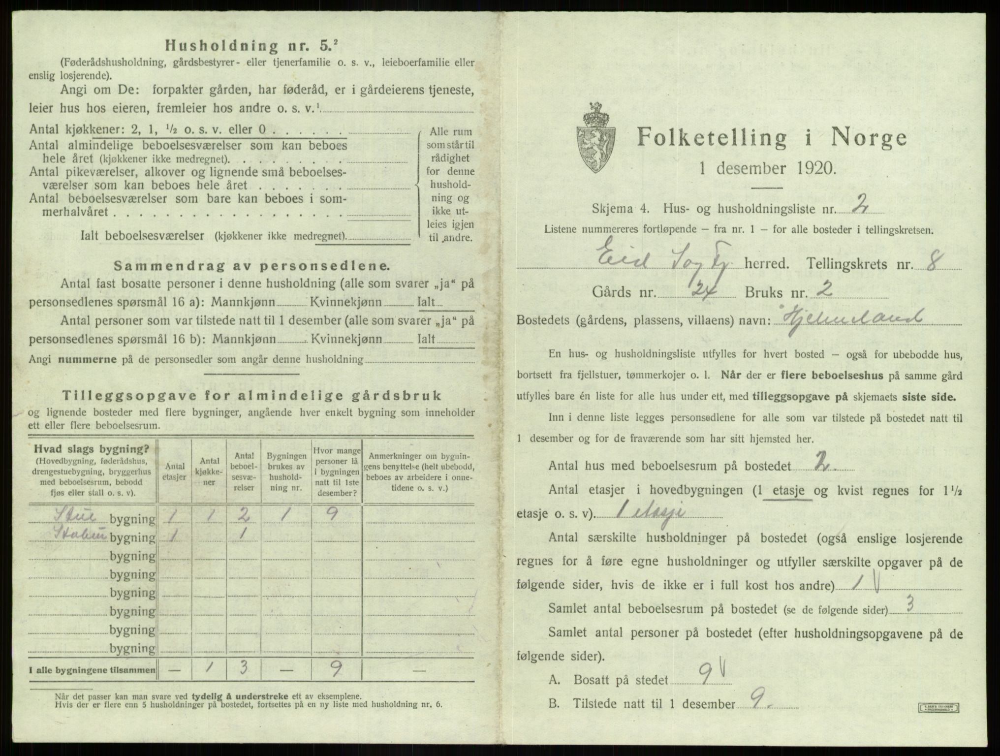 SAB, 1920 census for Eid, 1920, p. 468