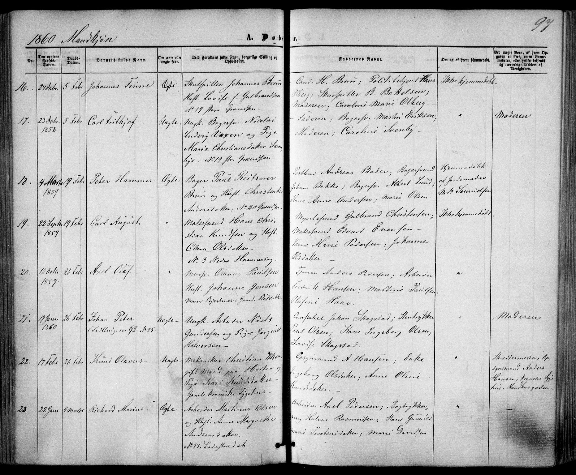 Trefoldighet prestekontor Kirkebøker, SAO/A-10882/F/Fa/L0001: Parish register (official) no. I 1, 1858-1863, p. 97