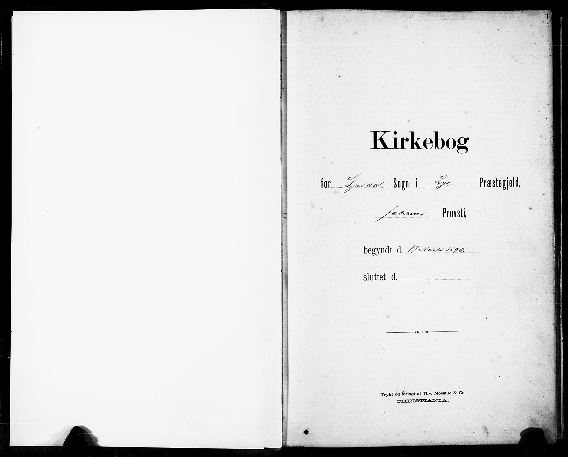 Lye sokneprestkontor, AV/SAST-A-101794/001/30BA/L0012: Parish register (official) no. A 11, 1896-1909, p. 1