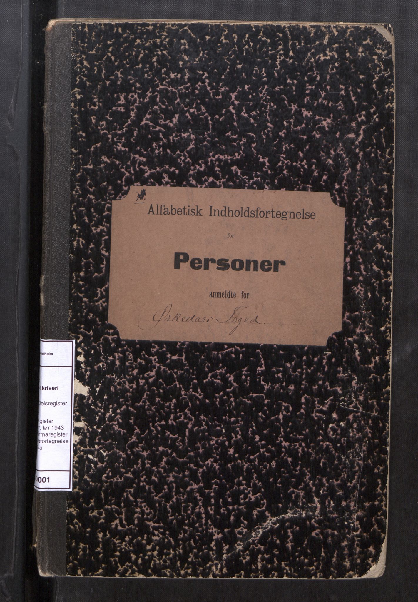 Orkdal sorenskriveri, AV/SAT-A-4169/2/J/Ja/Jad/L0001: Alfabetisk innholdsfortegnelse , 1891-1943, p. 1