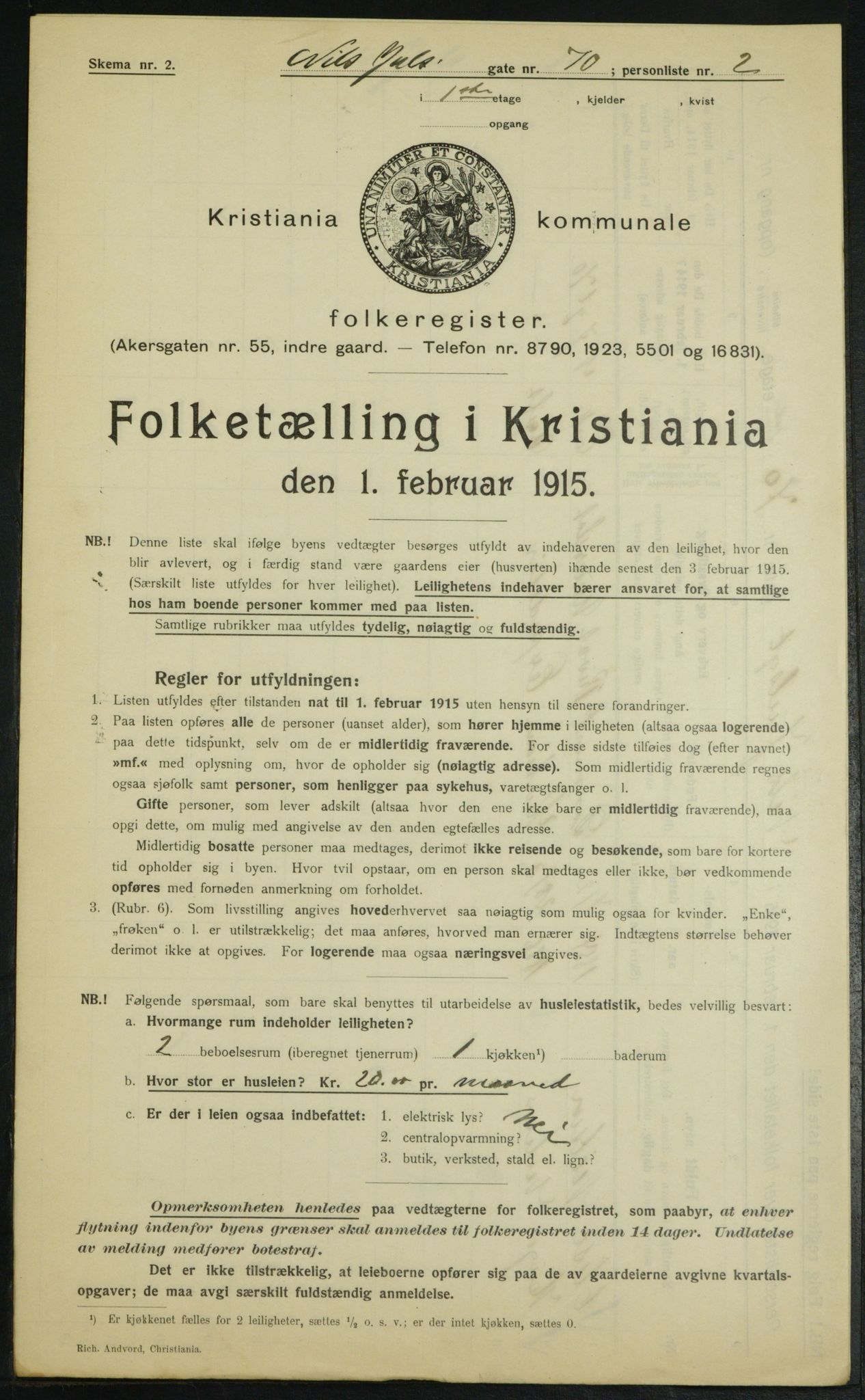 OBA, Municipal Census 1915 for Kristiania, 1915, p. 70371