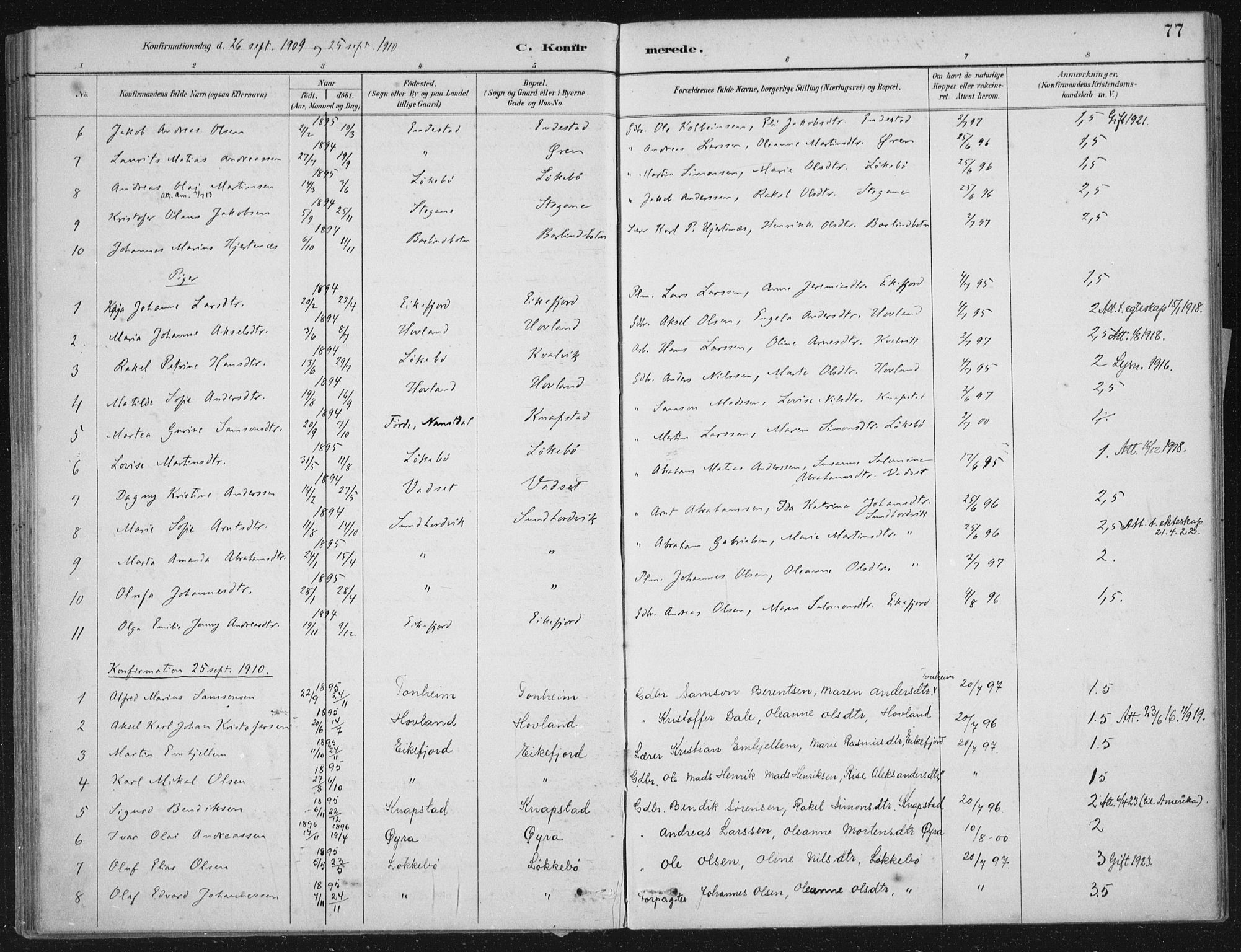 Kinn sokneprestembete, SAB/A-80801/H/Haa/Haae/L0001: Parish register (official) no. E 1, 1890-1916, p. 77