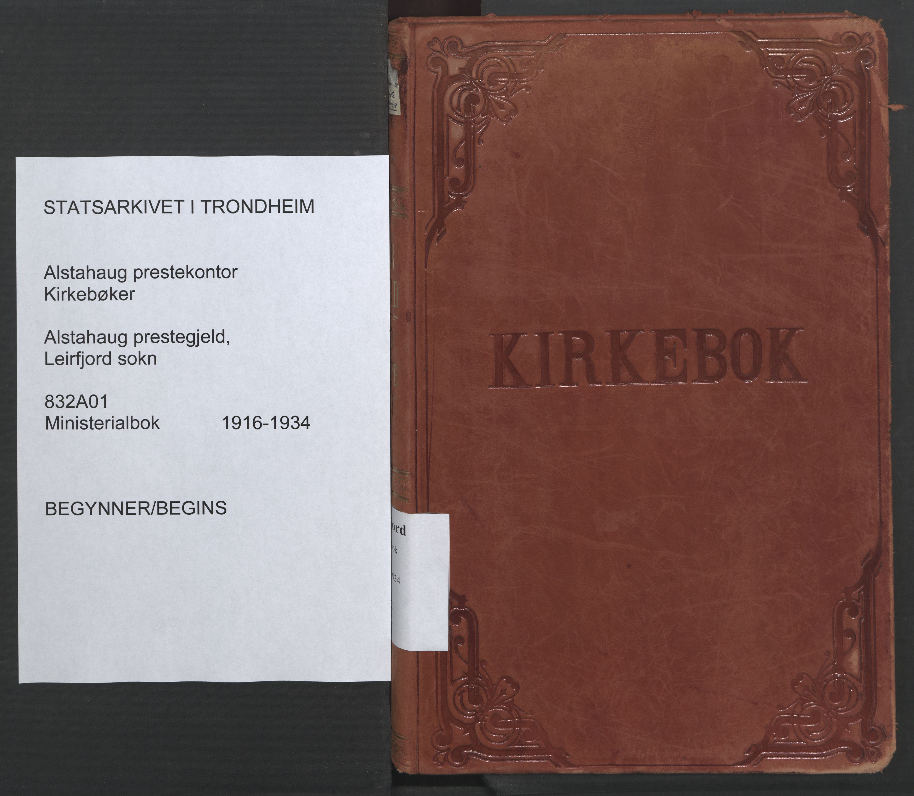 Ministerialprotokoller, klokkerbøker og fødselsregistre - Nordland, AV/SAT-A-1459/832/L0492: Parish register (official) no. 832A01, 1916-1934