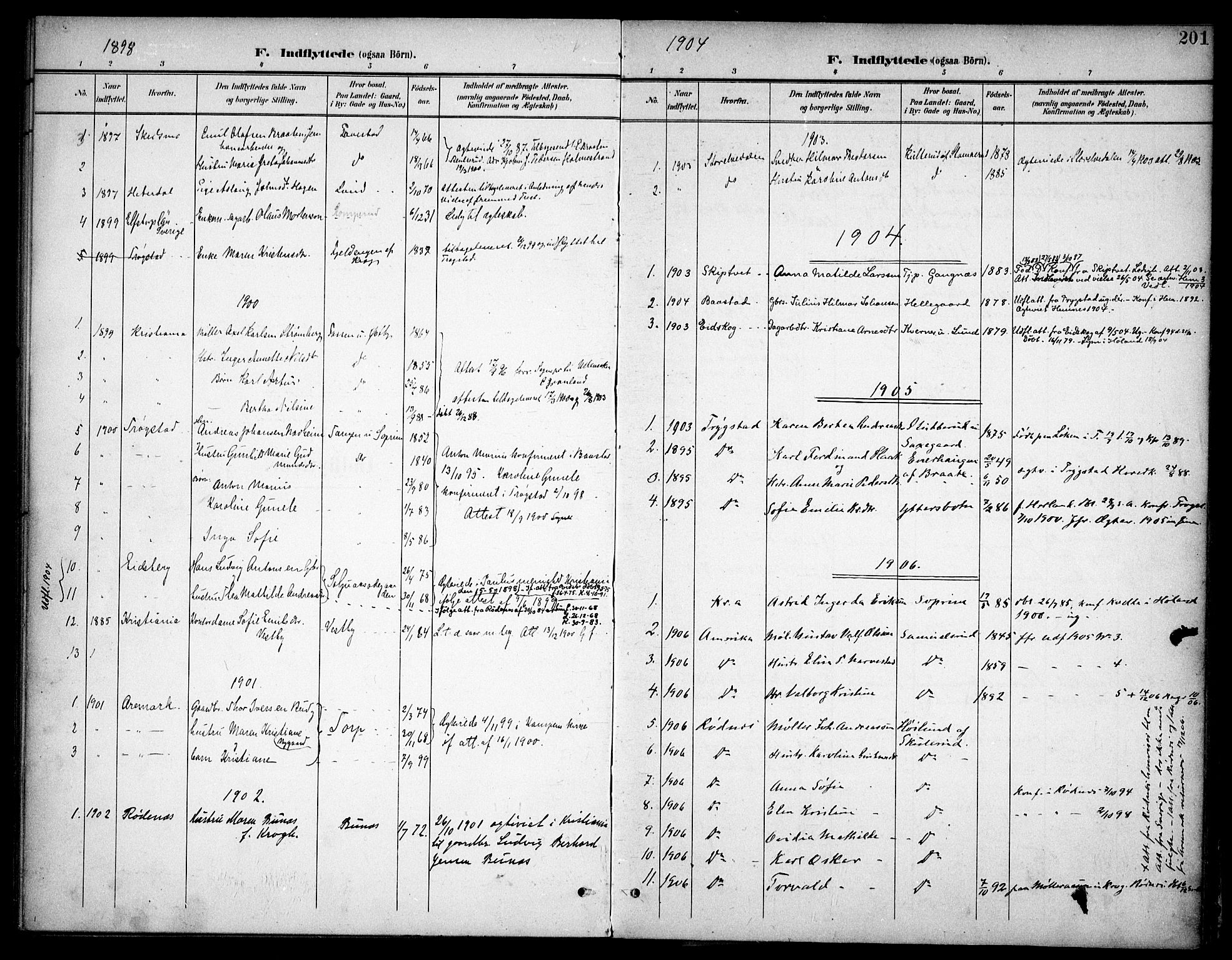 Høland prestekontor Kirkebøker, SAO/A-10346a/F/Fb/L0003: Parish register (official) no. II 3, 1897-1912, p. 201