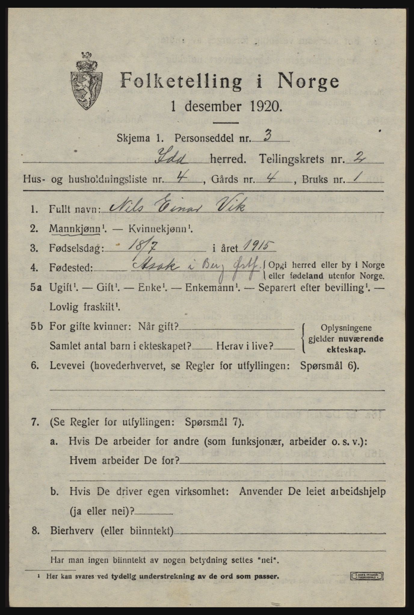 SAO, 1920 census for Idd, 1920, p. 2334