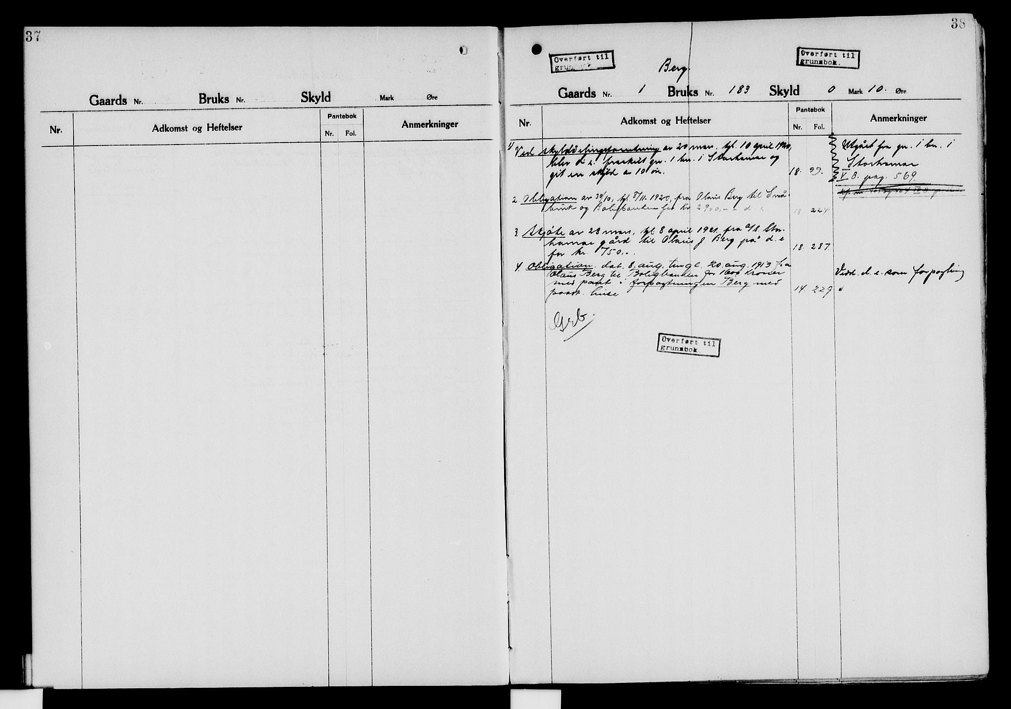 Nord-Hedmark sorenskriveri, SAH/TING-012/H/Ha/Had/Hade/L0006: Mortgage register no. 4.6, 1920-1940, p. 37-38