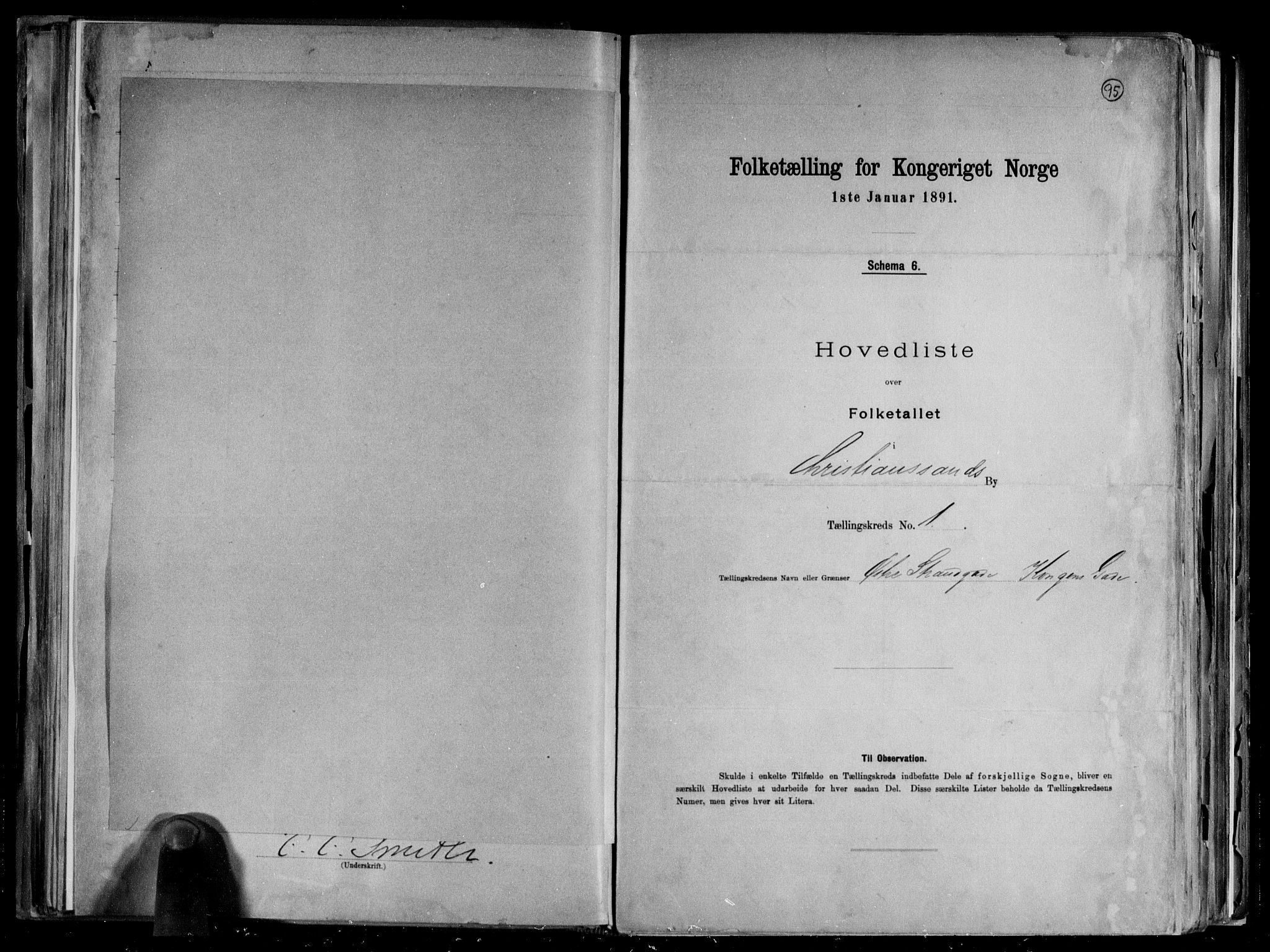 RA, 1891 census for 1001 Kristiansand, 1891, p. 5