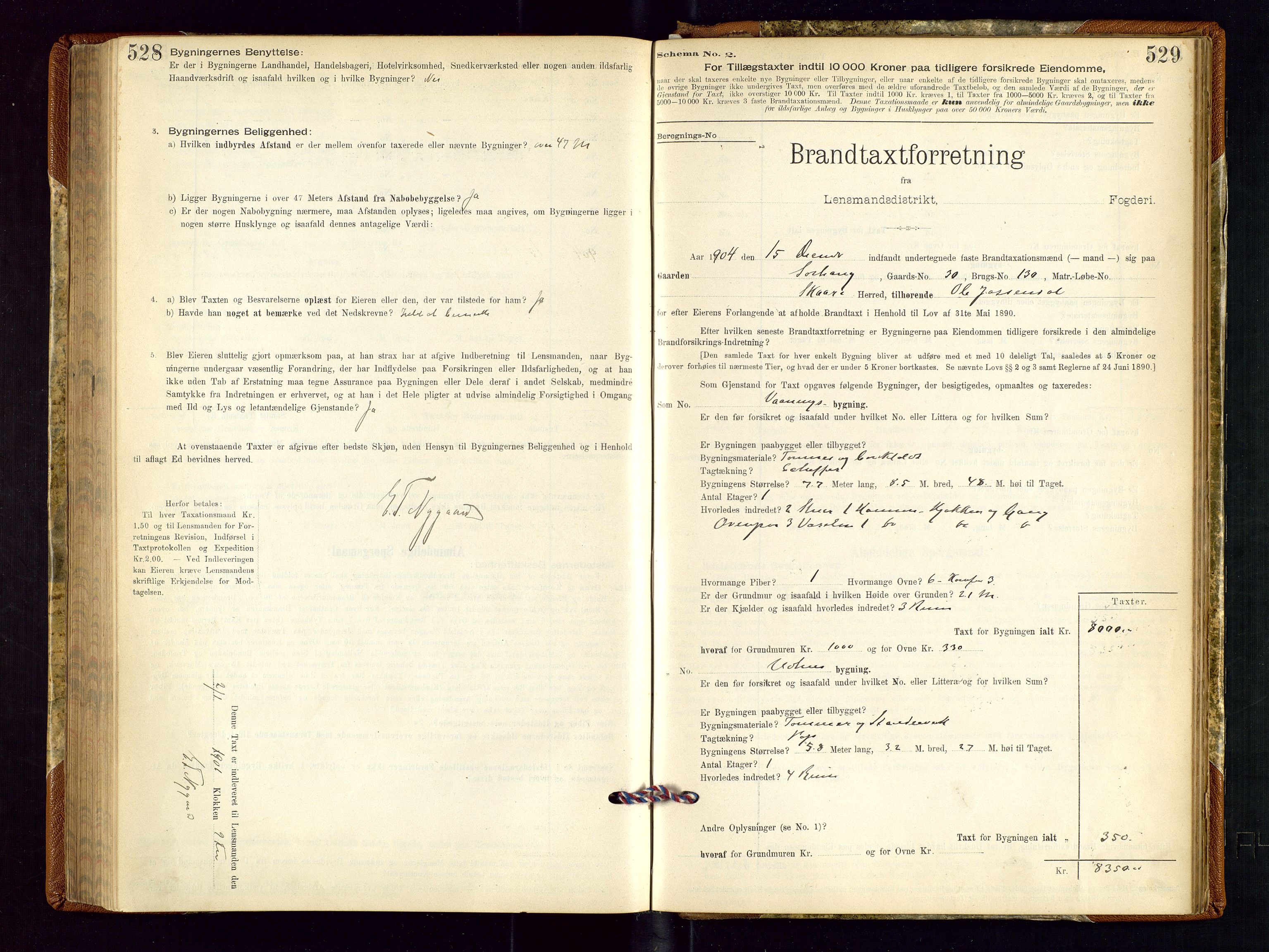 Torvestad lensmannskontor, SAST/A-100307/1/Gob/L0001: "Brandtaxationsprotokol for Torvestad Lensmannsdistrikt", 1895-1904, p. 528-529