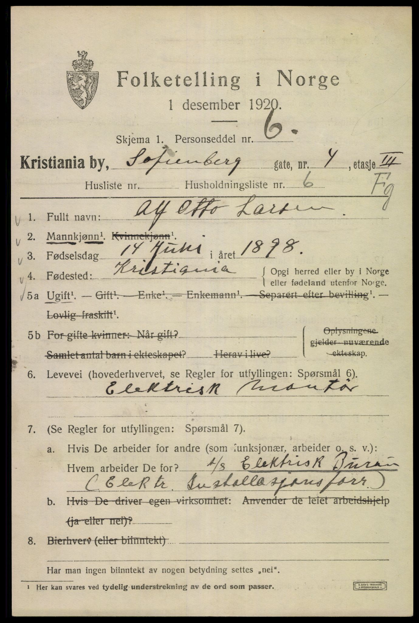 SAO, 1920 census for Kristiania, 1920, p. 522541