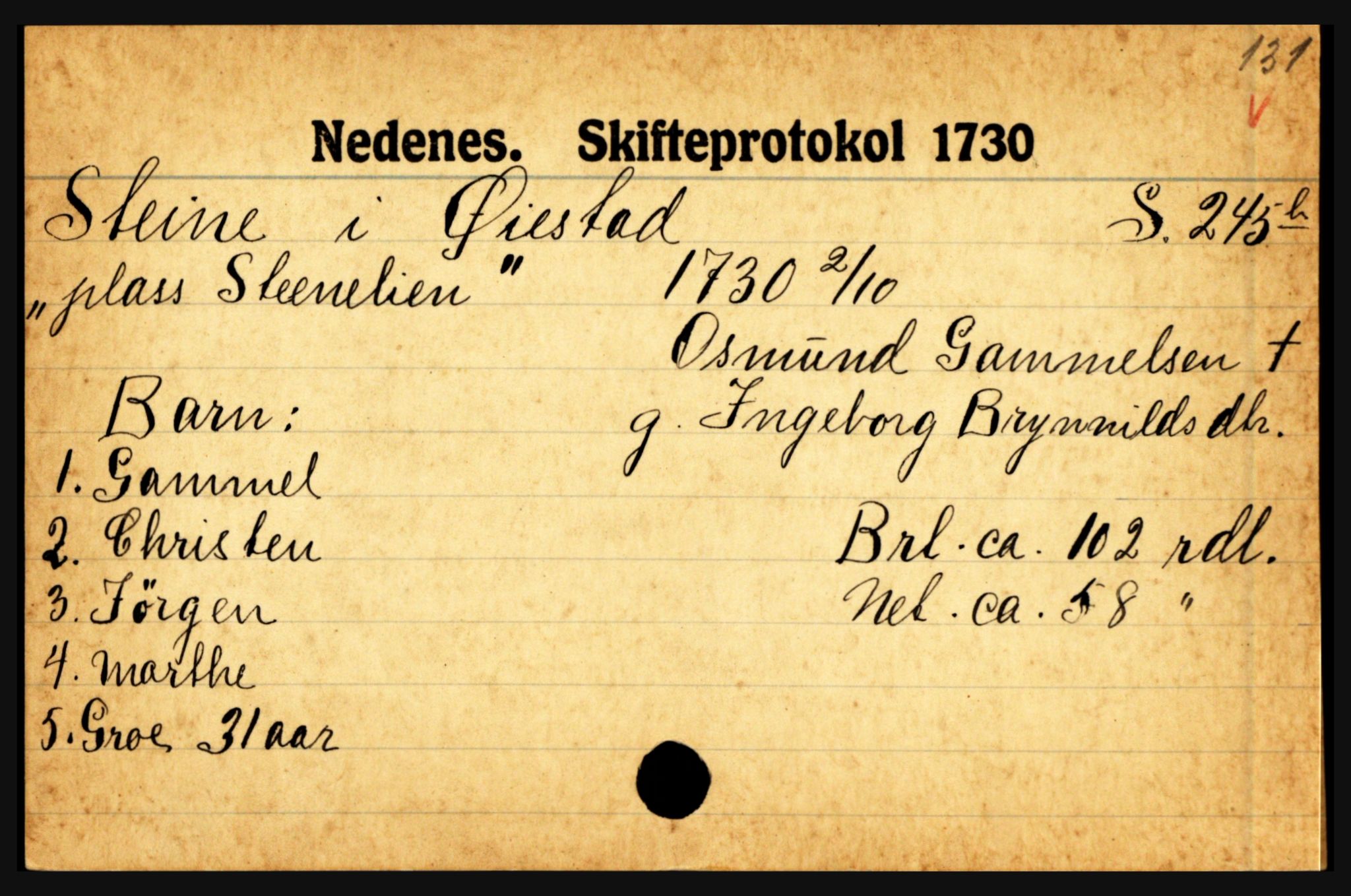 Nedenes sorenskriveri før 1824, AV/SAK-1221-0007/H, p. 28251