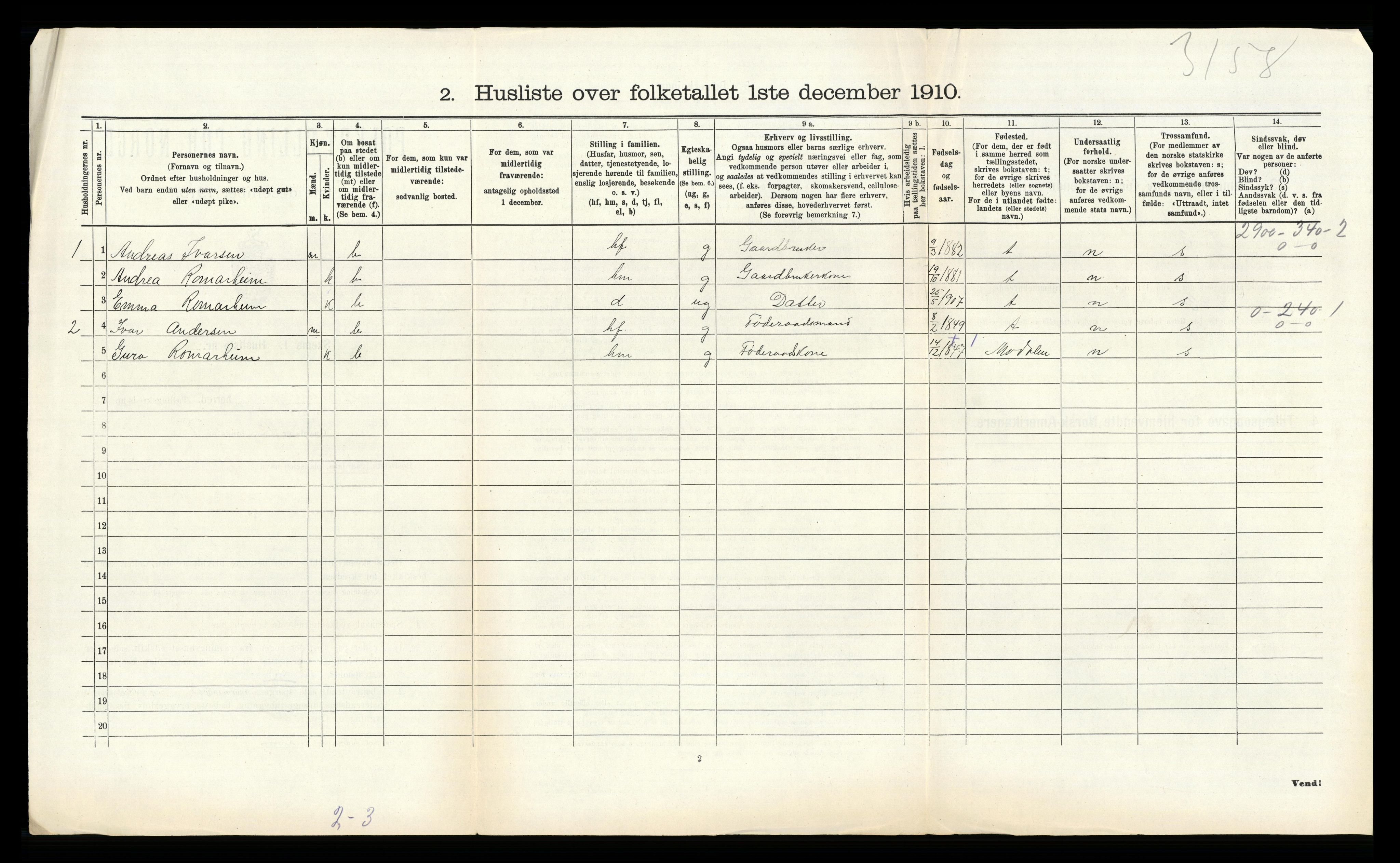 RA, 1910 census for Hosanger, 1910, p. 553