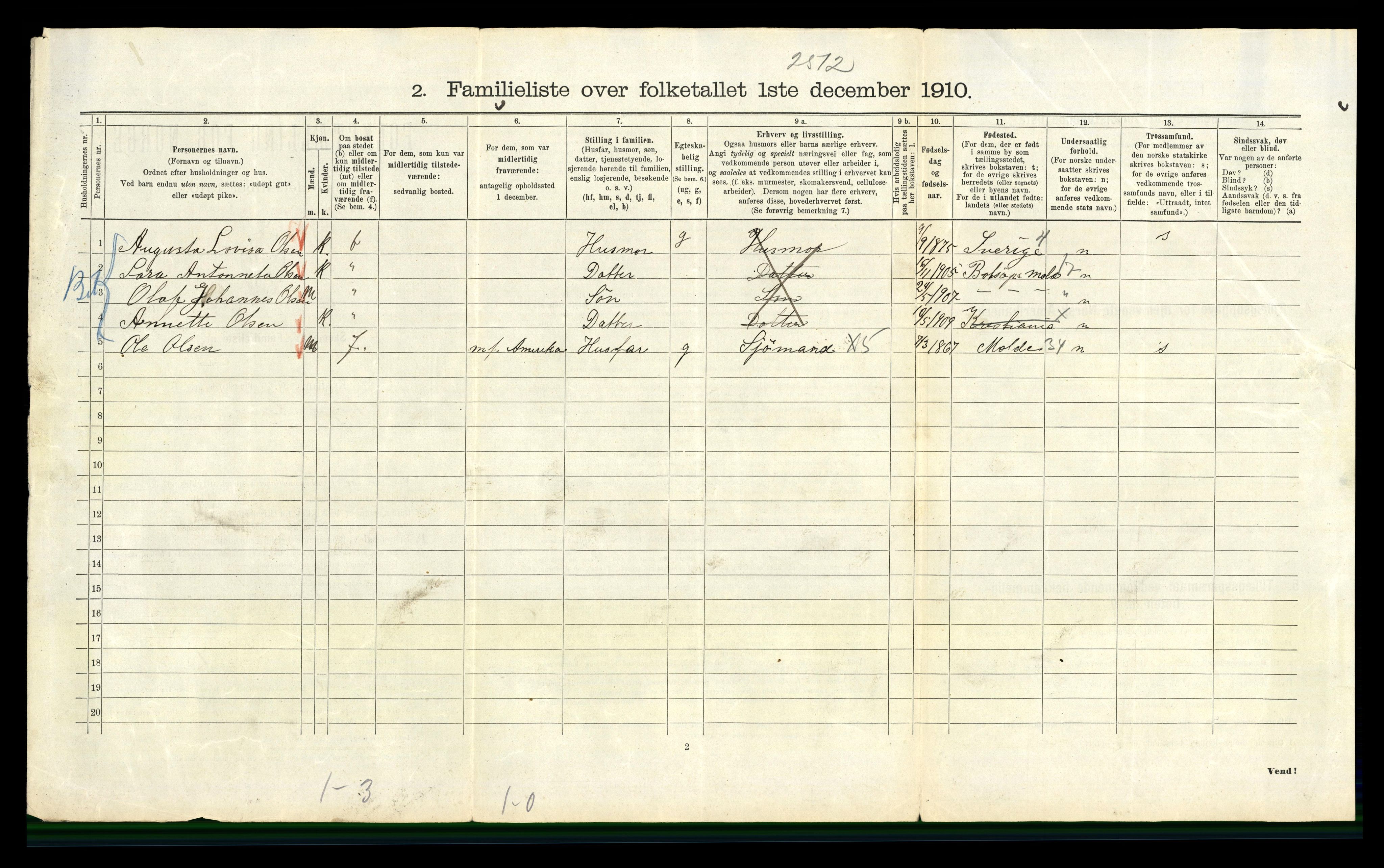 RA, 1910 census for Kristiania, 1910, p. 50120