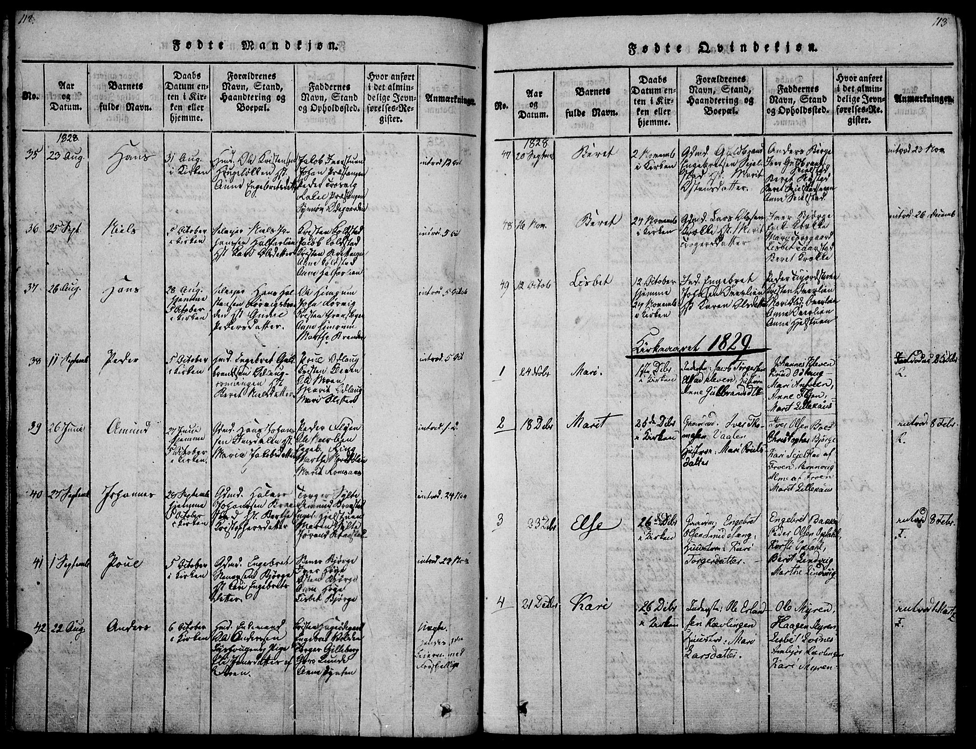 Ringebu prestekontor, SAH/PREST-082/H/Ha/Haa/L0004: Parish register (official) no. 4, 1821-1839, p. 112-113