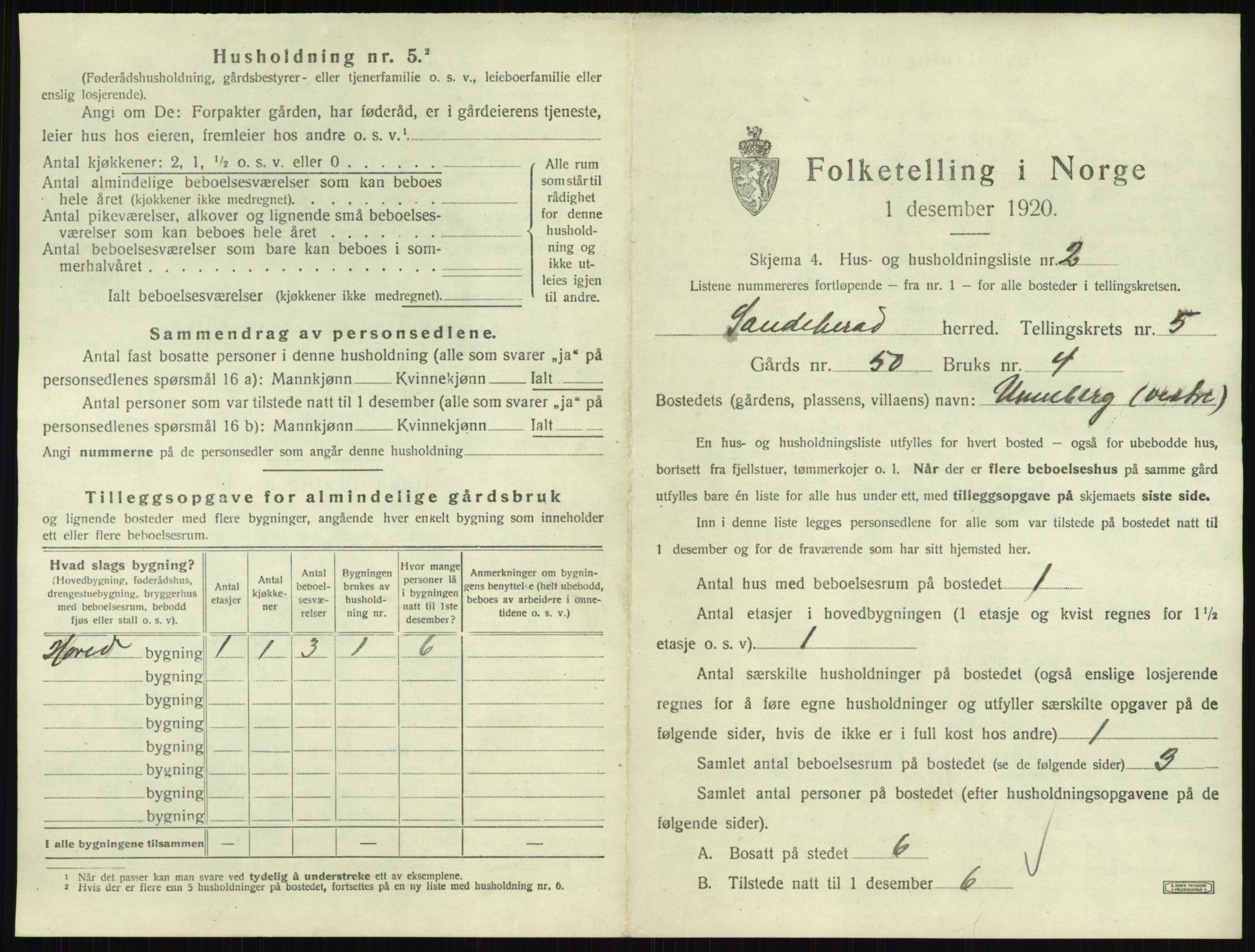 SAKO, 1920 census for Sandeherred, 1920, p. 893