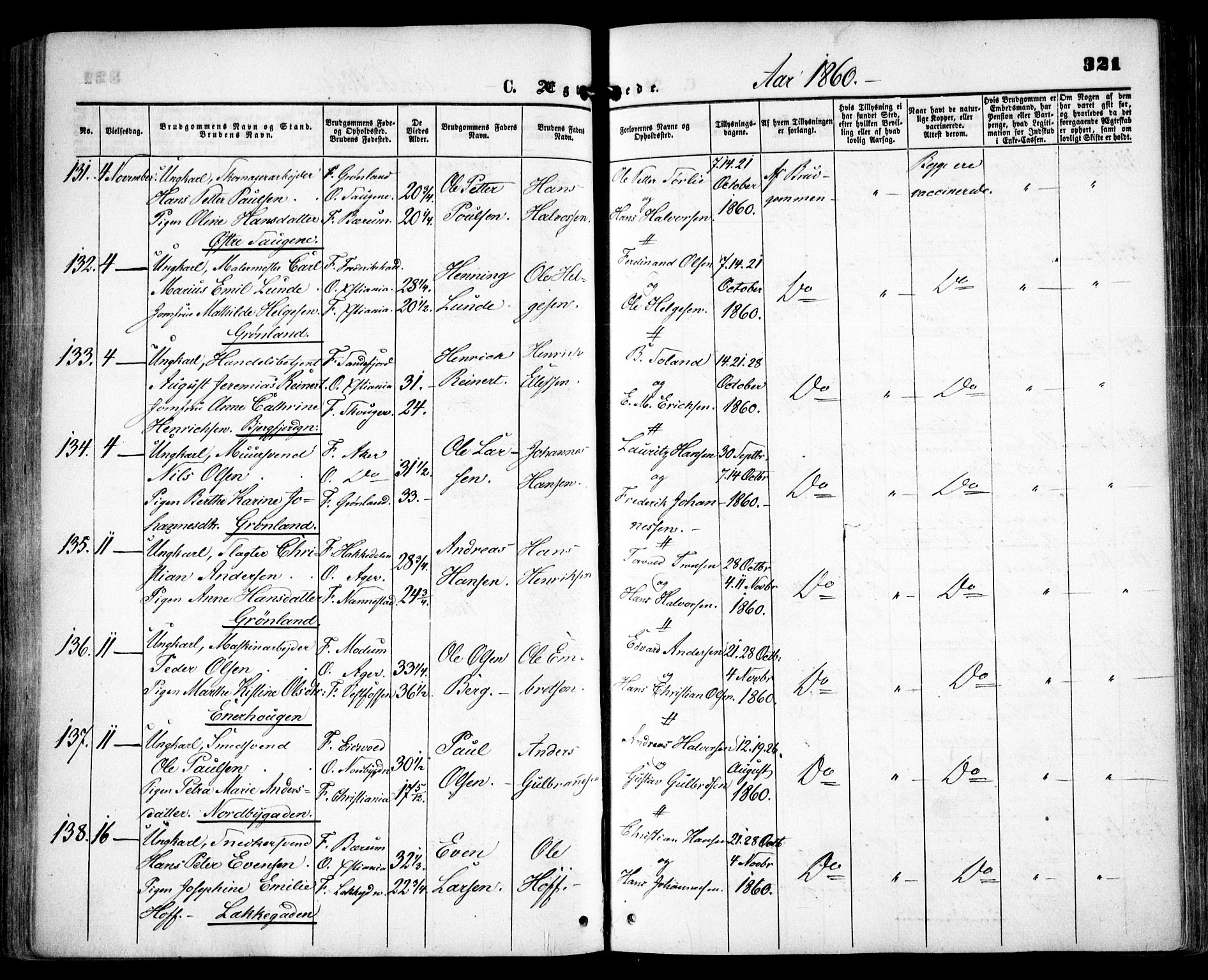 Grønland prestekontor Kirkebøker, SAO/A-10848/F/Fa/L0001: Parish register (official) no. 1, 1859-1861, p. 321