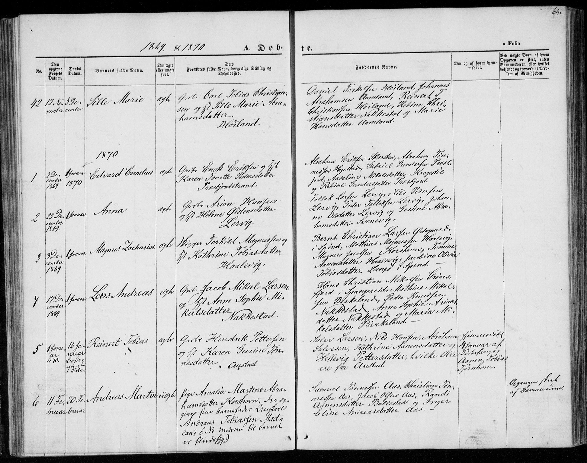 Lyngdal sokneprestkontor, SAK/1111-0029/F/Fa/Faa/L0002: Parish register (official) no. A 2, 1858-1870, p. 64