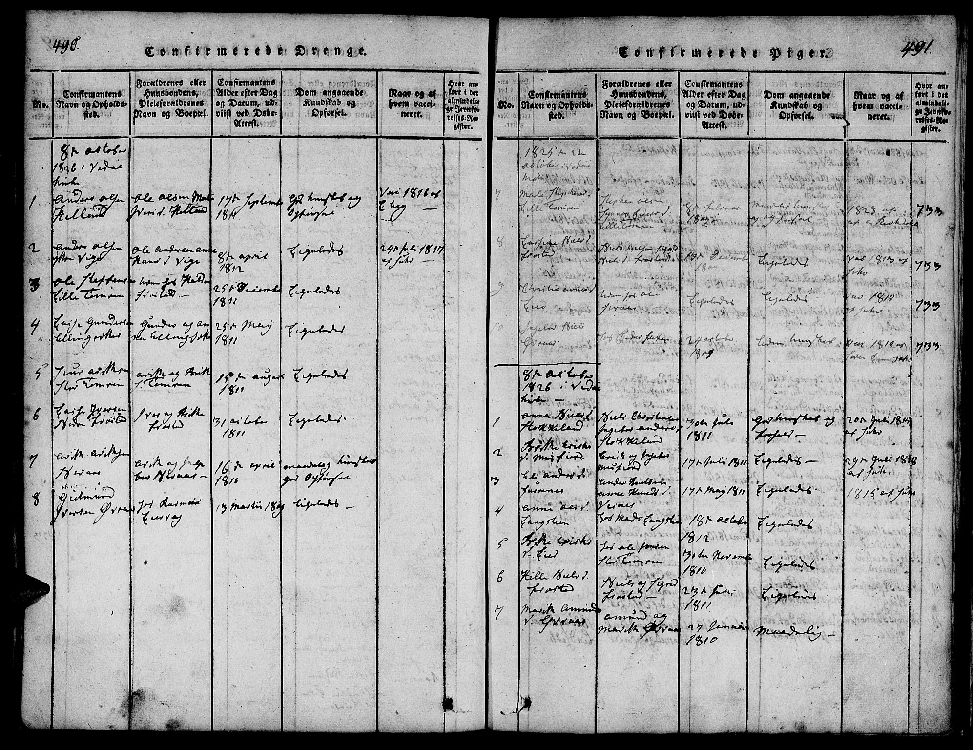 Ministerialprotokoller, klokkerbøker og fødselsregistre - Møre og Romsdal, AV/SAT-A-1454/539/L0528: Parish register (official) no. 539A01, 1818-1847, p. 490-491