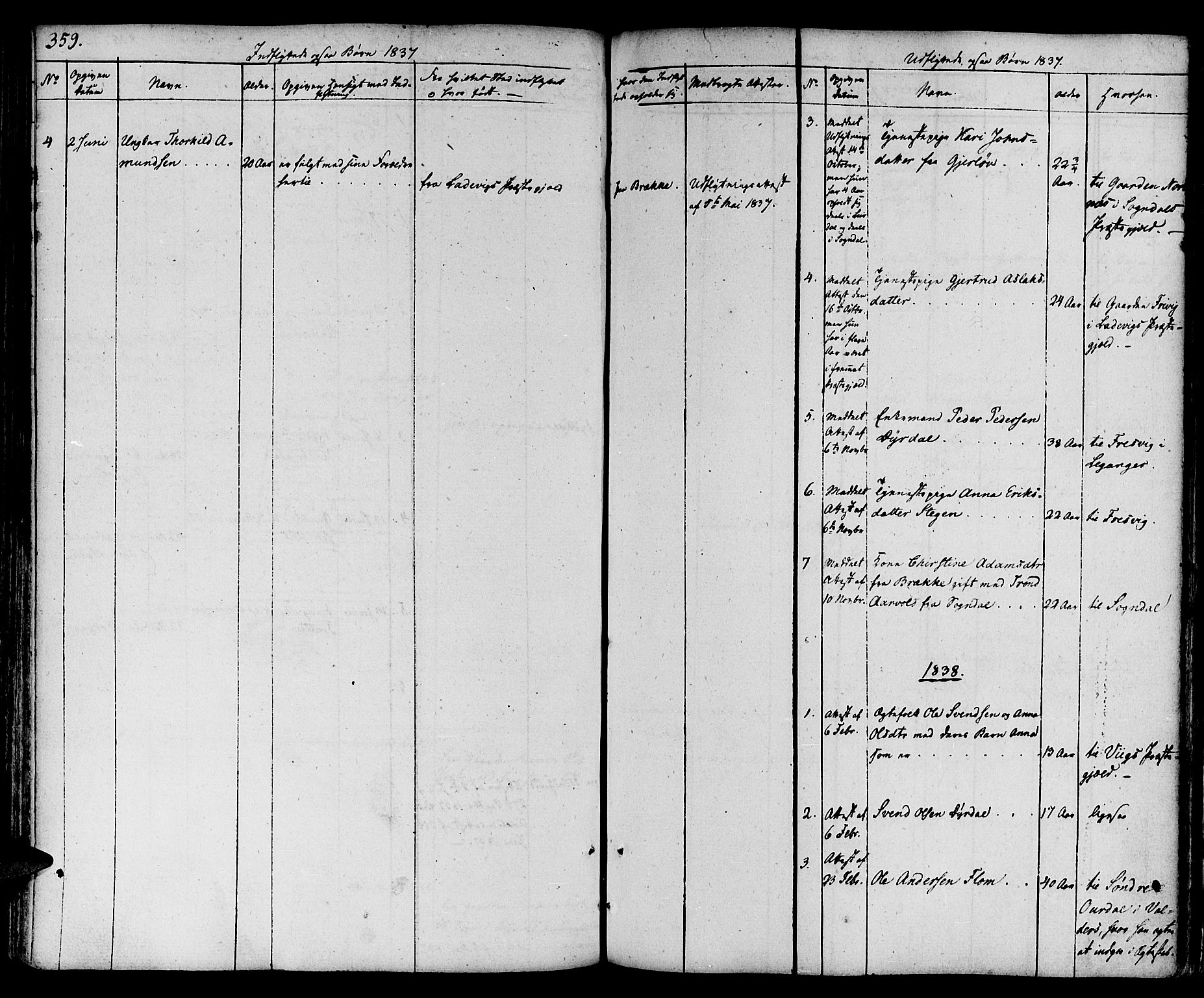 Aurland sokneprestembete, SAB/A-99937/H/Ha/Haa/L0006: Parish register (official) no. A 6, 1821-1859, p. 359