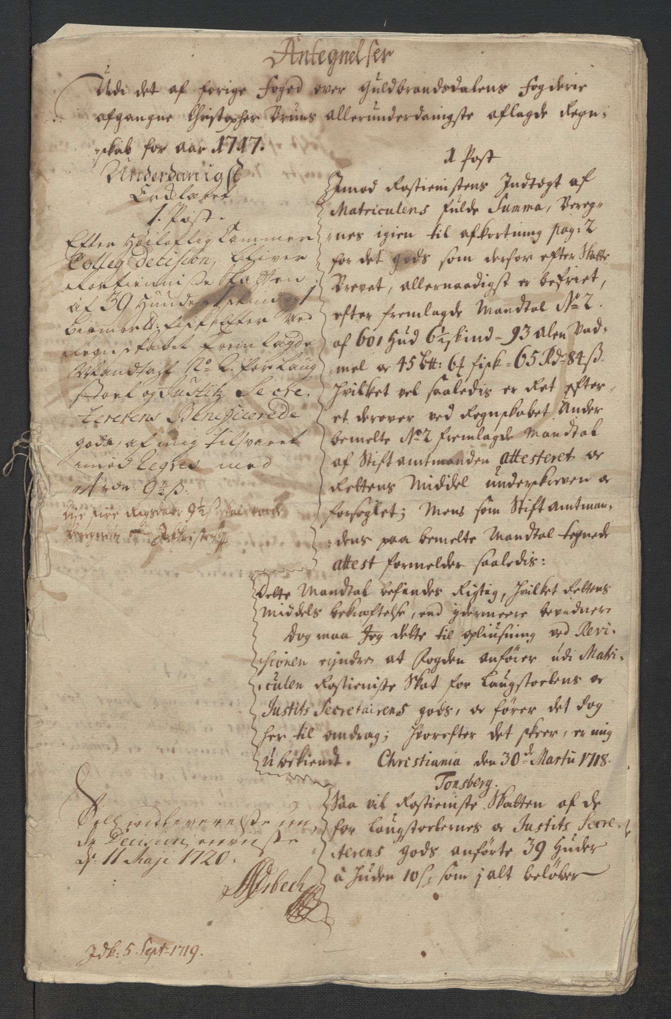 Rentekammeret inntil 1814, Reviderte regnskaper, Fogderegnskap, RA/EA-4092/R17/L1187: Fogderegnskap Gudbrandsdal, 1717, p. 303