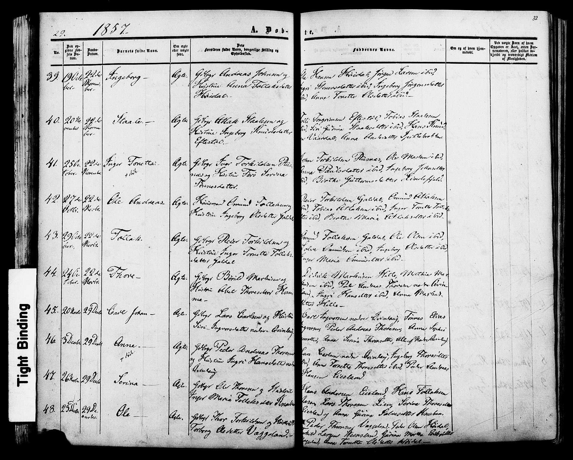 Fjotland sokneprestkontor, AV/SAK-1111-0010/F/Fa/L0001: Parish register (official) no. A 1, 1850-1879, p. 32