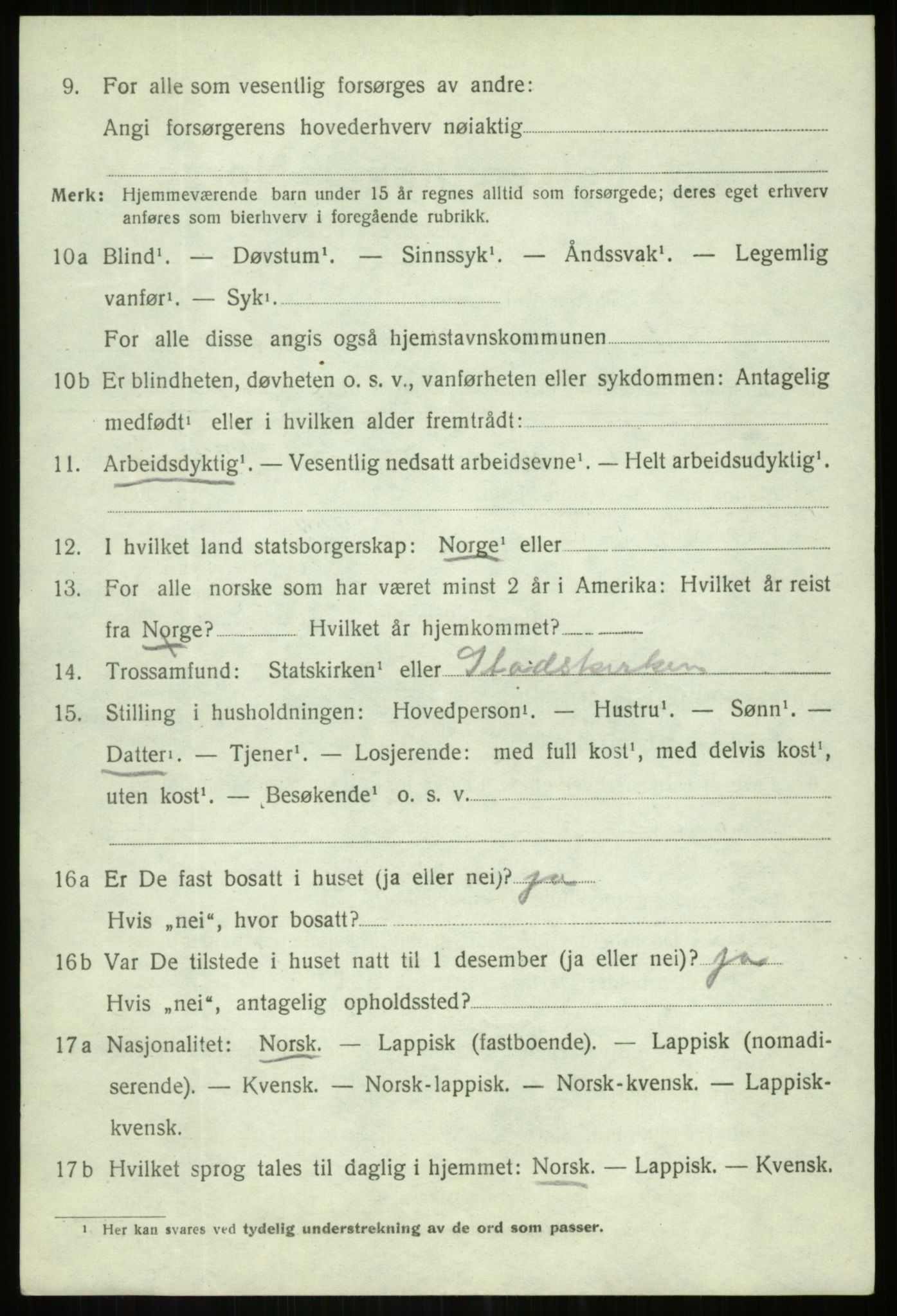 SATØ, 1920 census for Lenvik, 1920, p. 3107