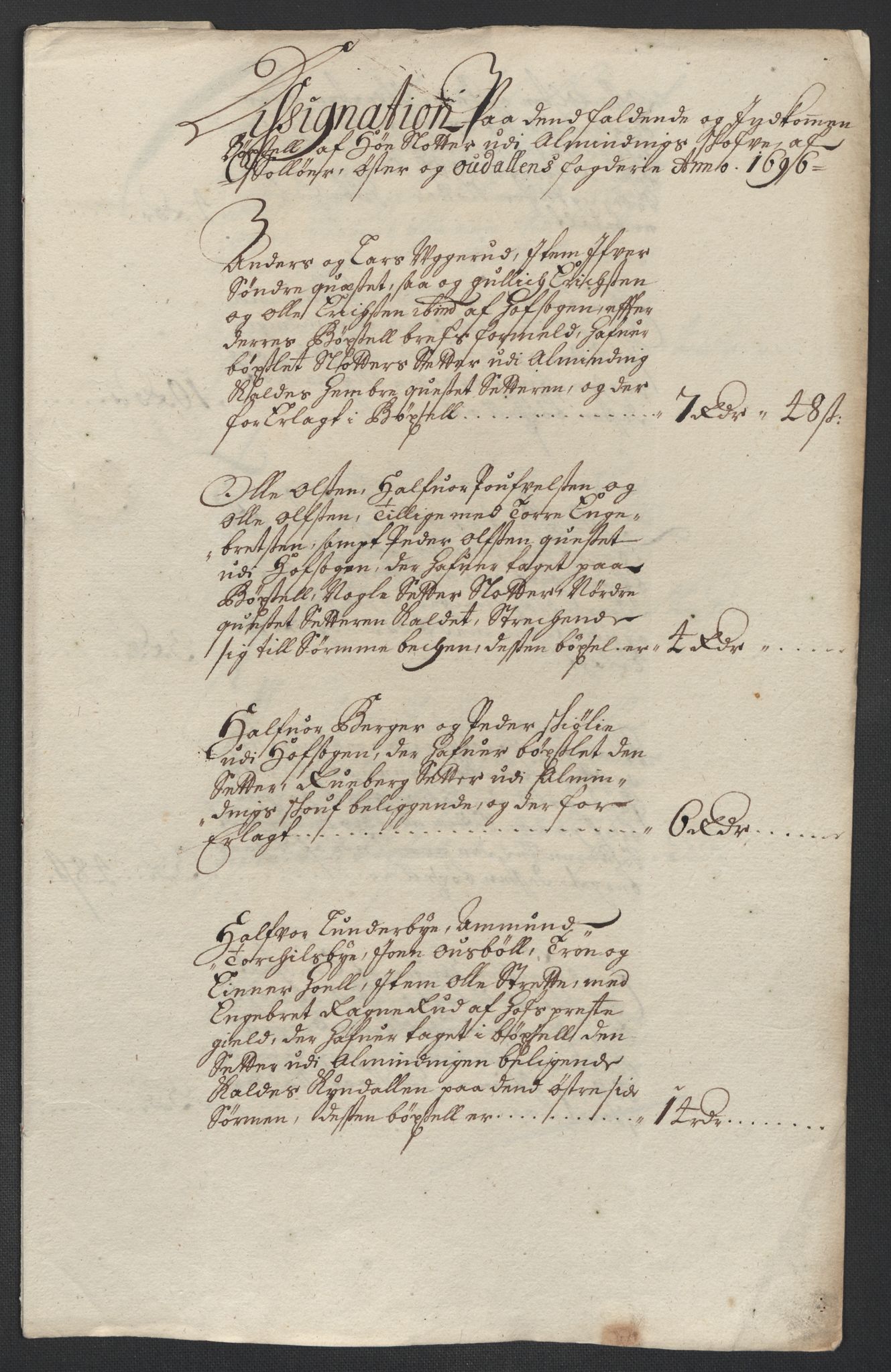 Rentekammeret inntil 1814, Reviderte regnskaper, Fogderegnskap, AV/RA-EA-4092/R13/L0834: Fogderegnskap Solør, Odal og Østerdal, 1696, p. 194