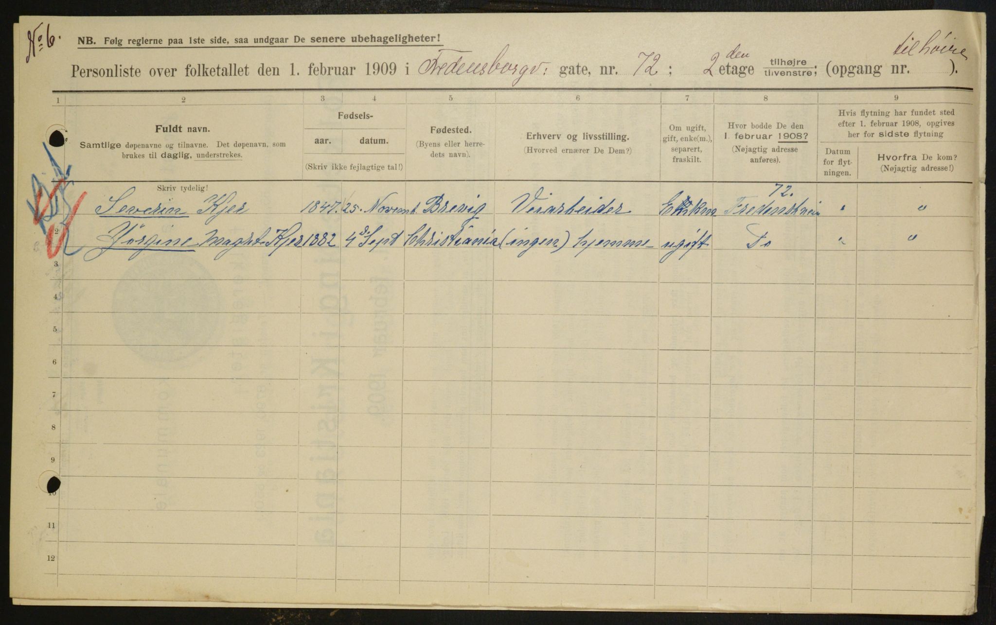 OBA, Municipal Census 1909 for Kristiania, 1909, p. 24026