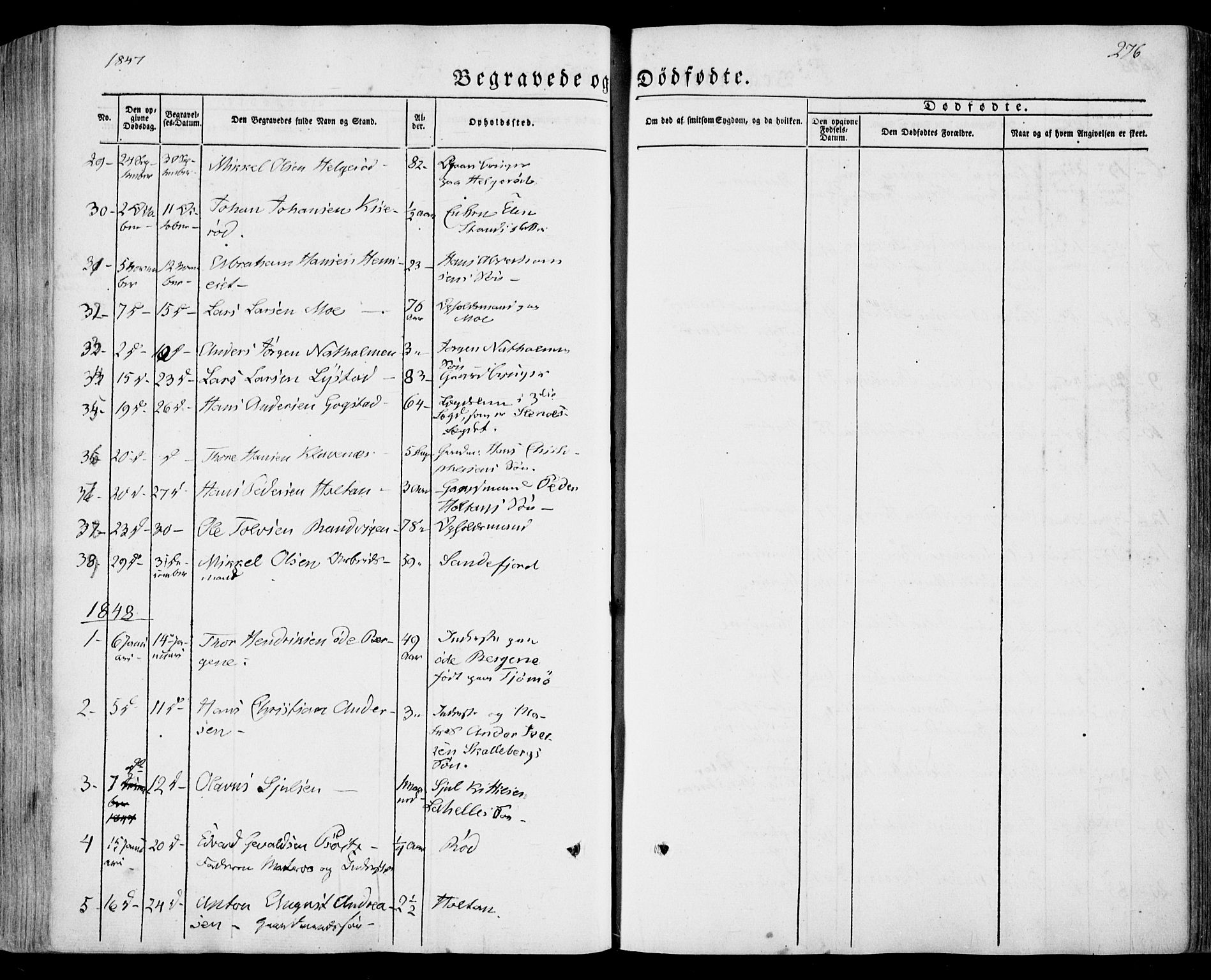 Sandar kirkebøker, AV/SAKO-A-243/F/Fa/L0006: Parish register (official) no. 6, 1847-1860, p. 276
