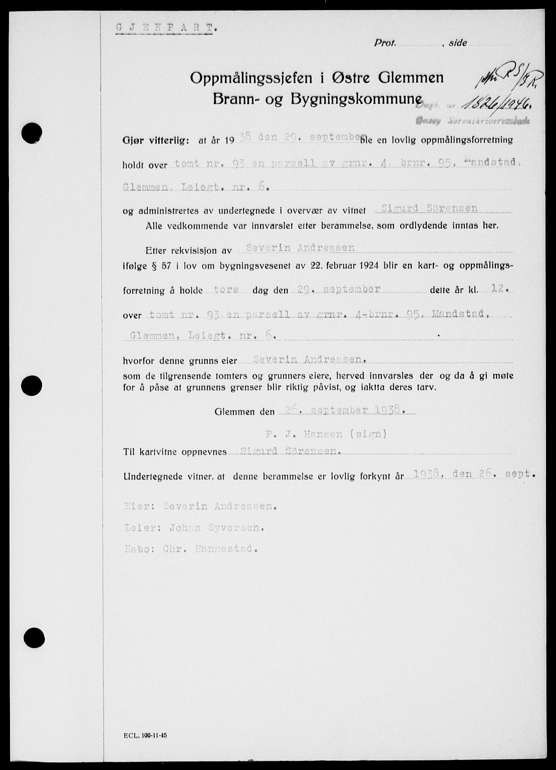 Onsøy sorenskriveri, SAO/A-10474/G/Ga/Gab/L0016: Mortgage book no. II A-16, 1946-1946, Diary no: : 1826/1946
